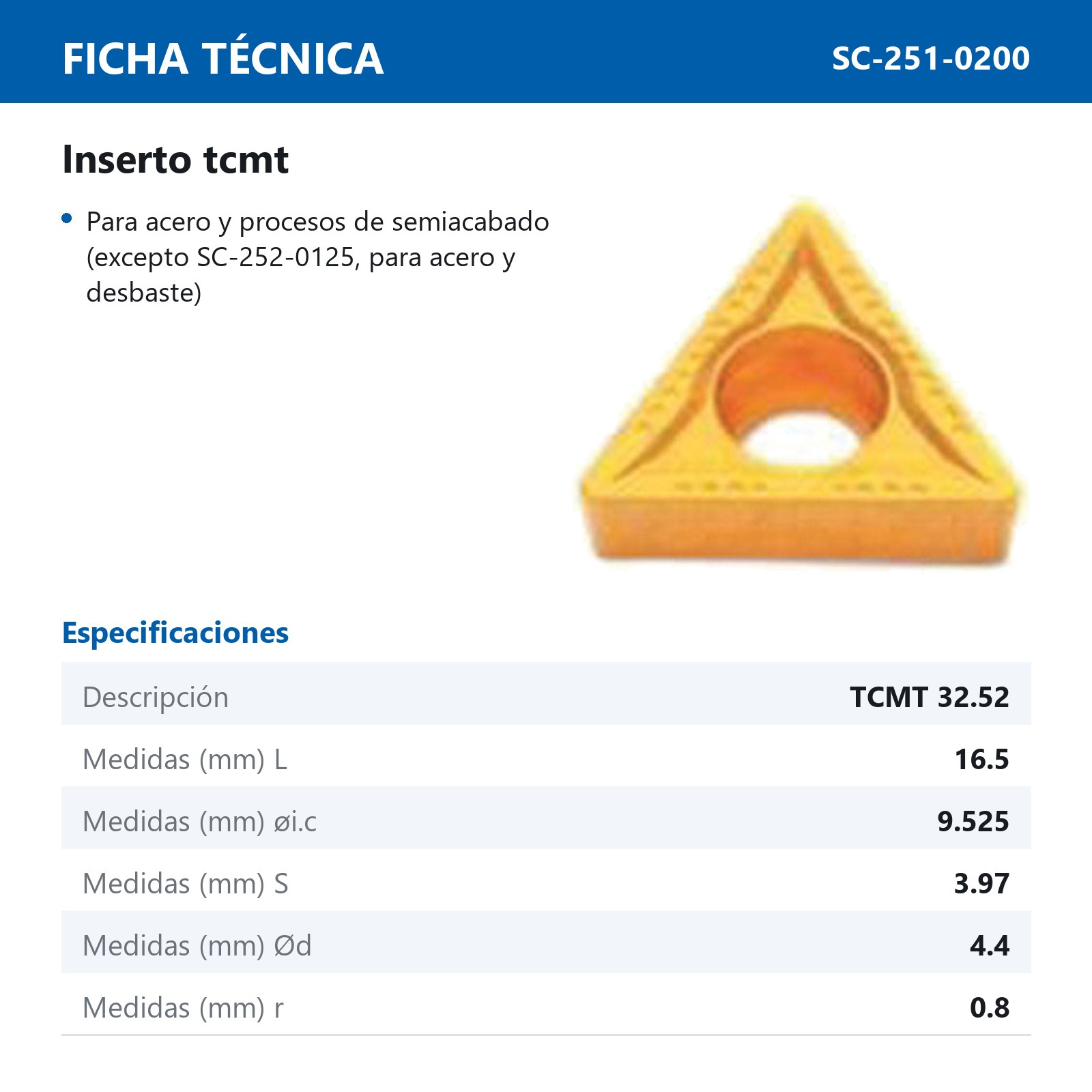 INSERTO TCM32.52-OTM (Precio x pieza - Empaque c/10 pzas) - Imagen 3