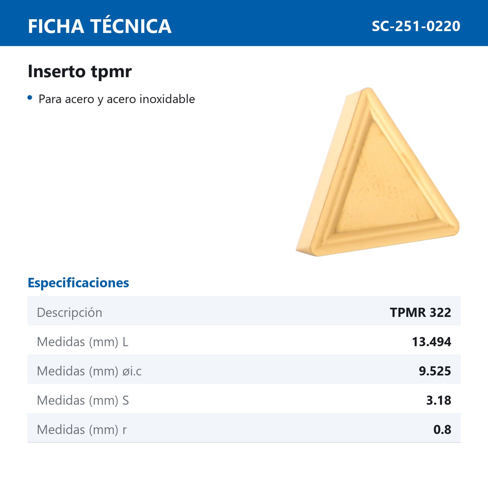 INSERTO TPMR322-Q1 P25 M25 (Precio x pieza - Empaque c/10 pzas) - Imagen 3