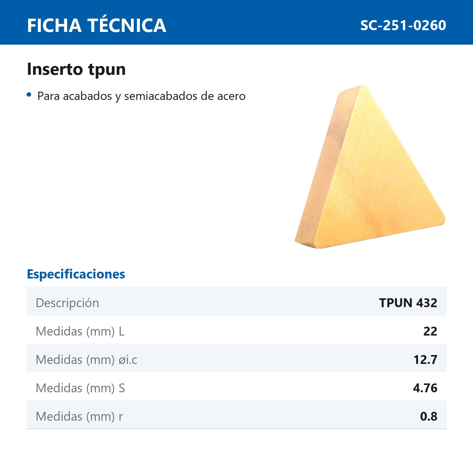 INSERTO TPUN432 (Precio x pieza - Empaque c/10 pzas) - Imagen 3