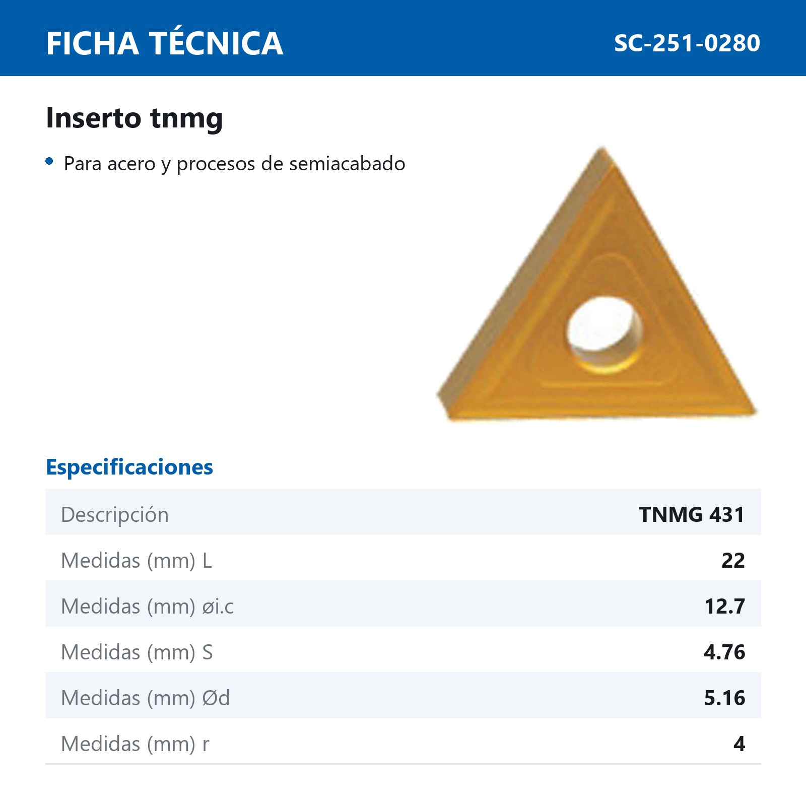 INSERTO TNMG431 P25 (Precio x pieza - Empaque c/10 pzas) - Imagen 3