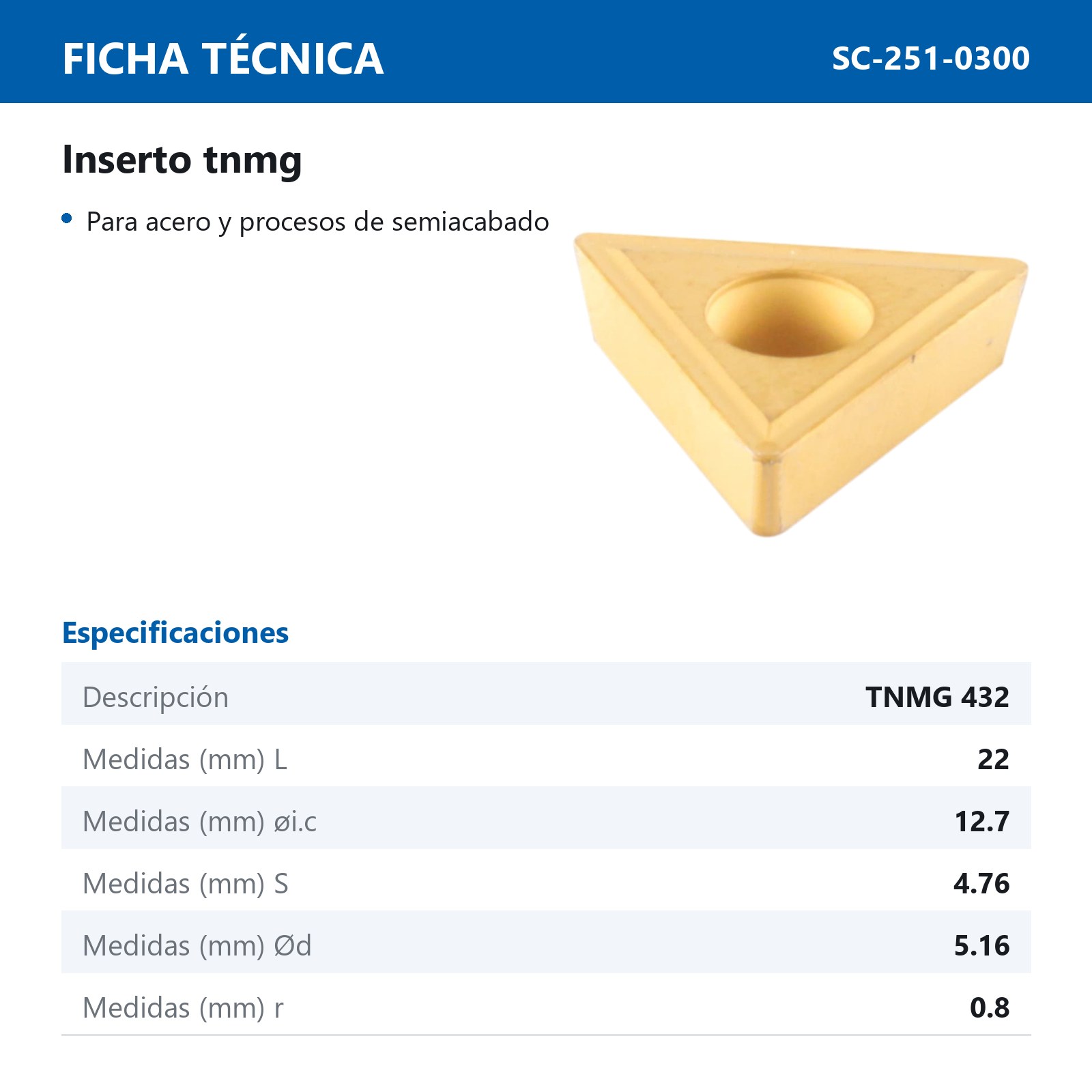 INSERTO TNMG432-OPM P25 (Precio x pieza - Empaque c/10 pzas) - Imagen 3