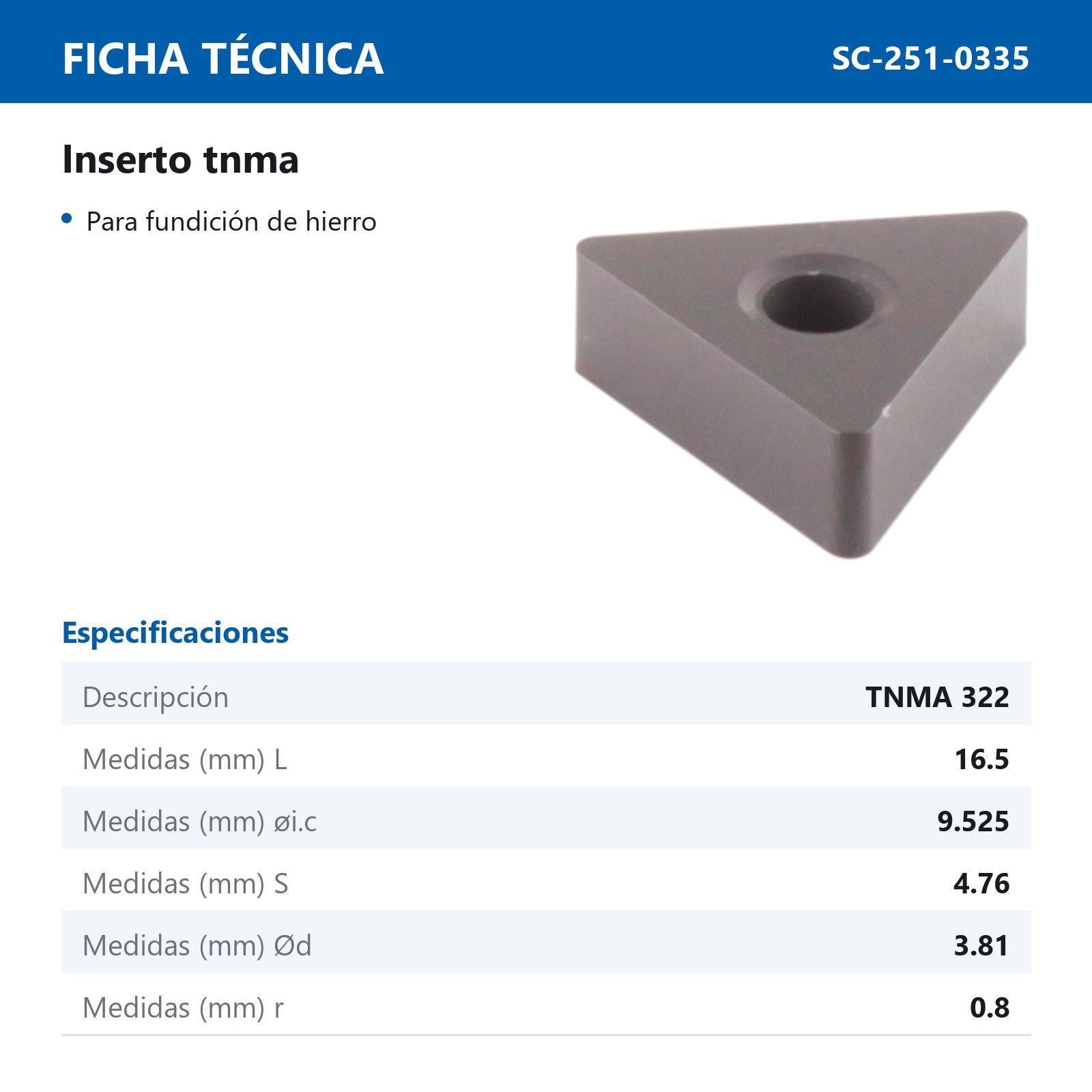 INSERTO TNMA322 (Precio x pieza - Empaque c/10 pzas) - Imagen 3