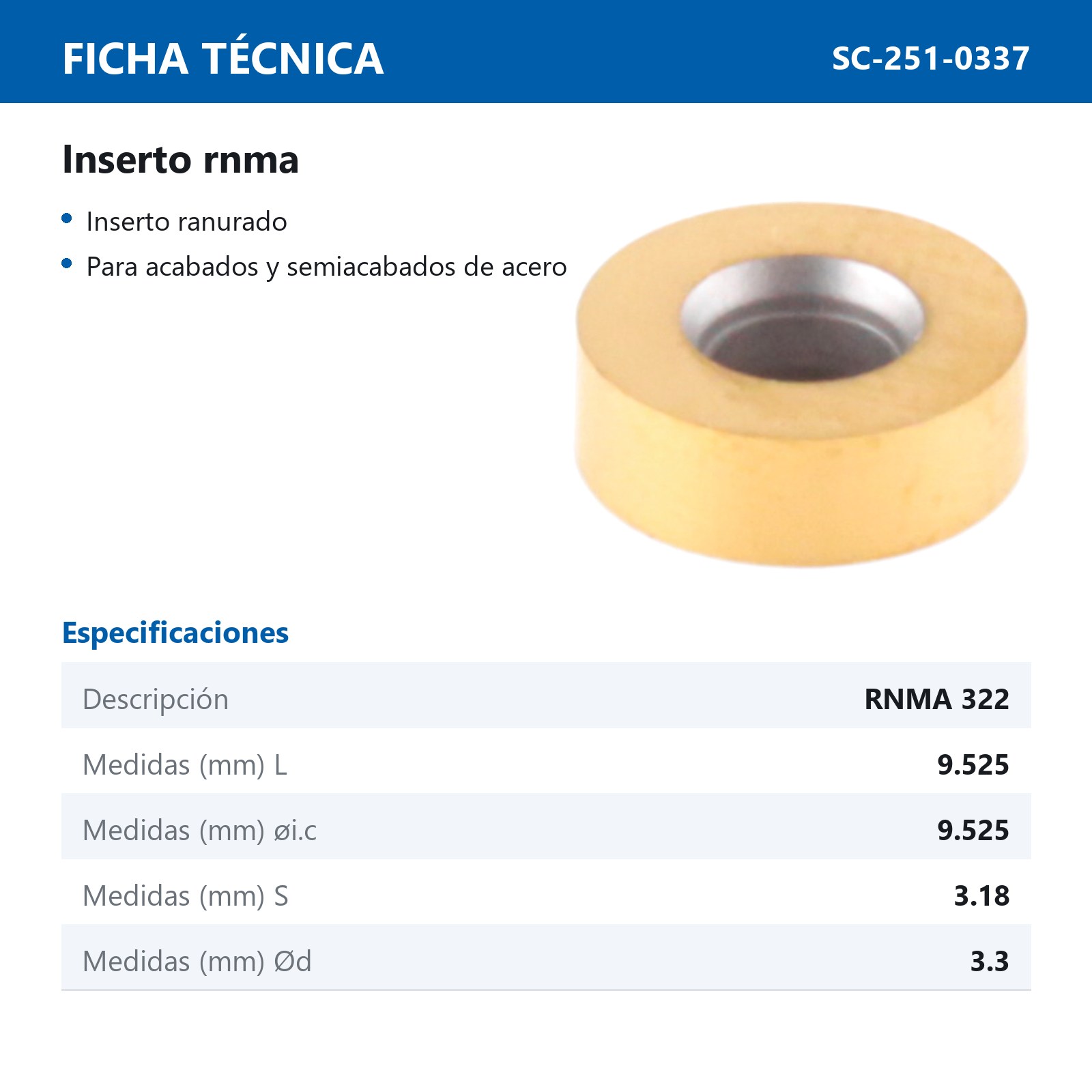 INSERTO RNMA322 (Precio x pieza - Empaque c/10 pzas) - Imagen 3