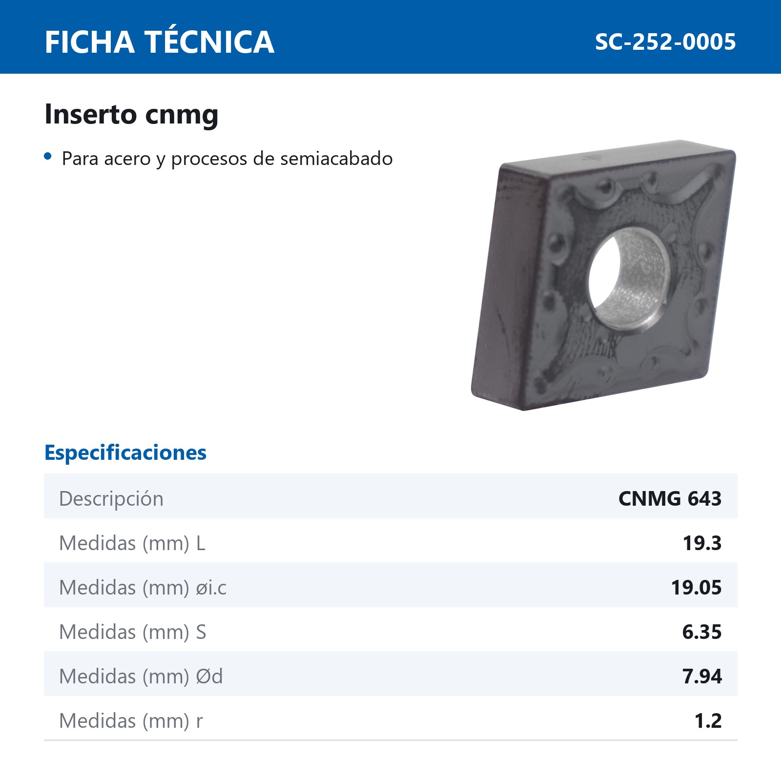 INSERTO CNMG643-OPM P25 M30 (Precio x pieza - Empaque c/10 pzas) - Imagen 3