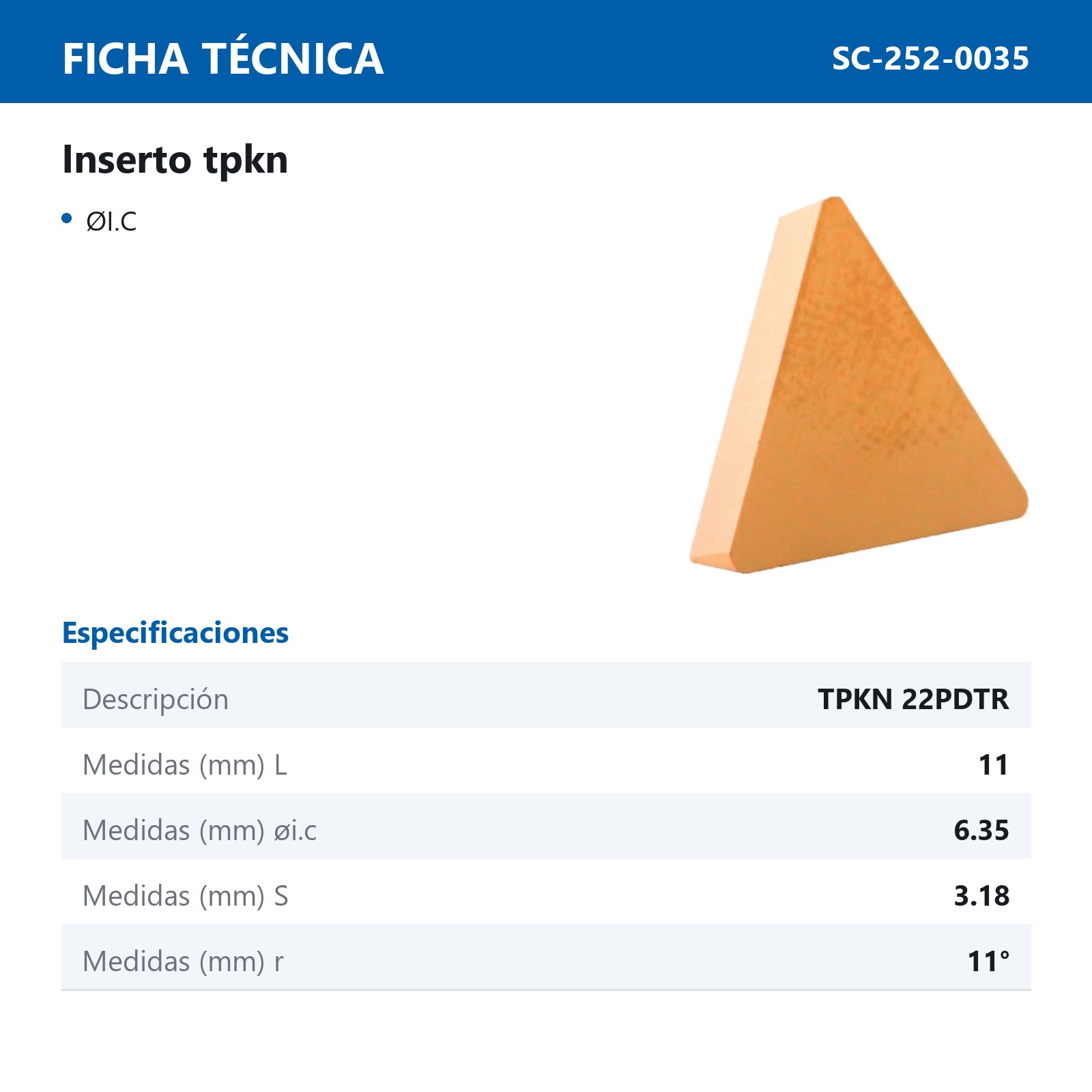 INSERTO TPKN22PDTR-Q1 P25 M20 (Precio x pieza - Empaque c/10 pzas) - Imagen 3
