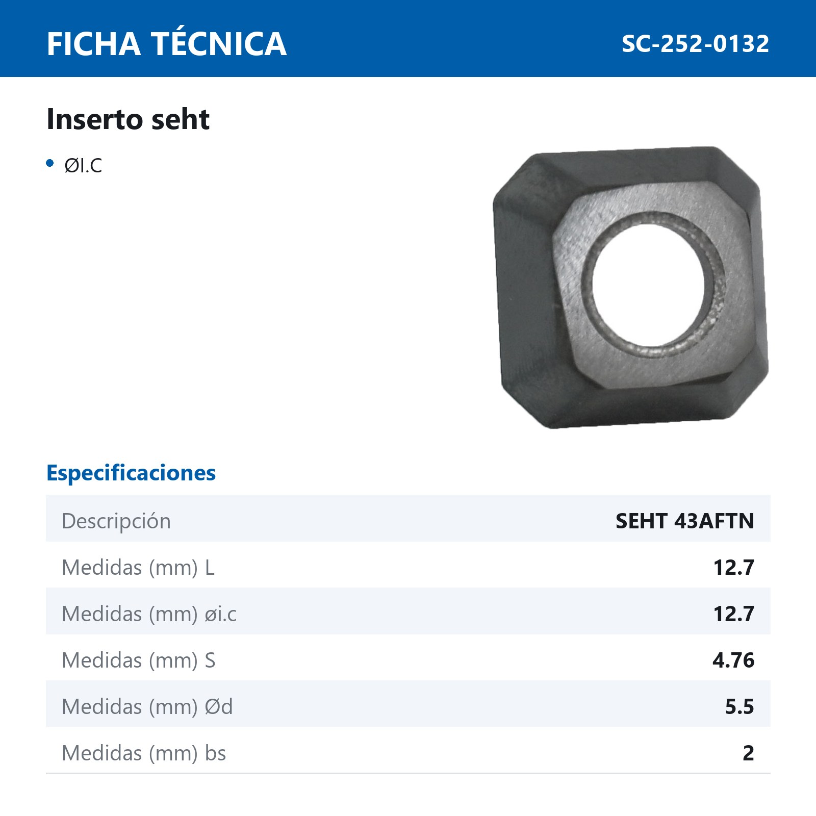 INSERTO SEHT43AFTN P20  (Precio x pieza - Empaque c/10 pzas) - Imagen 3