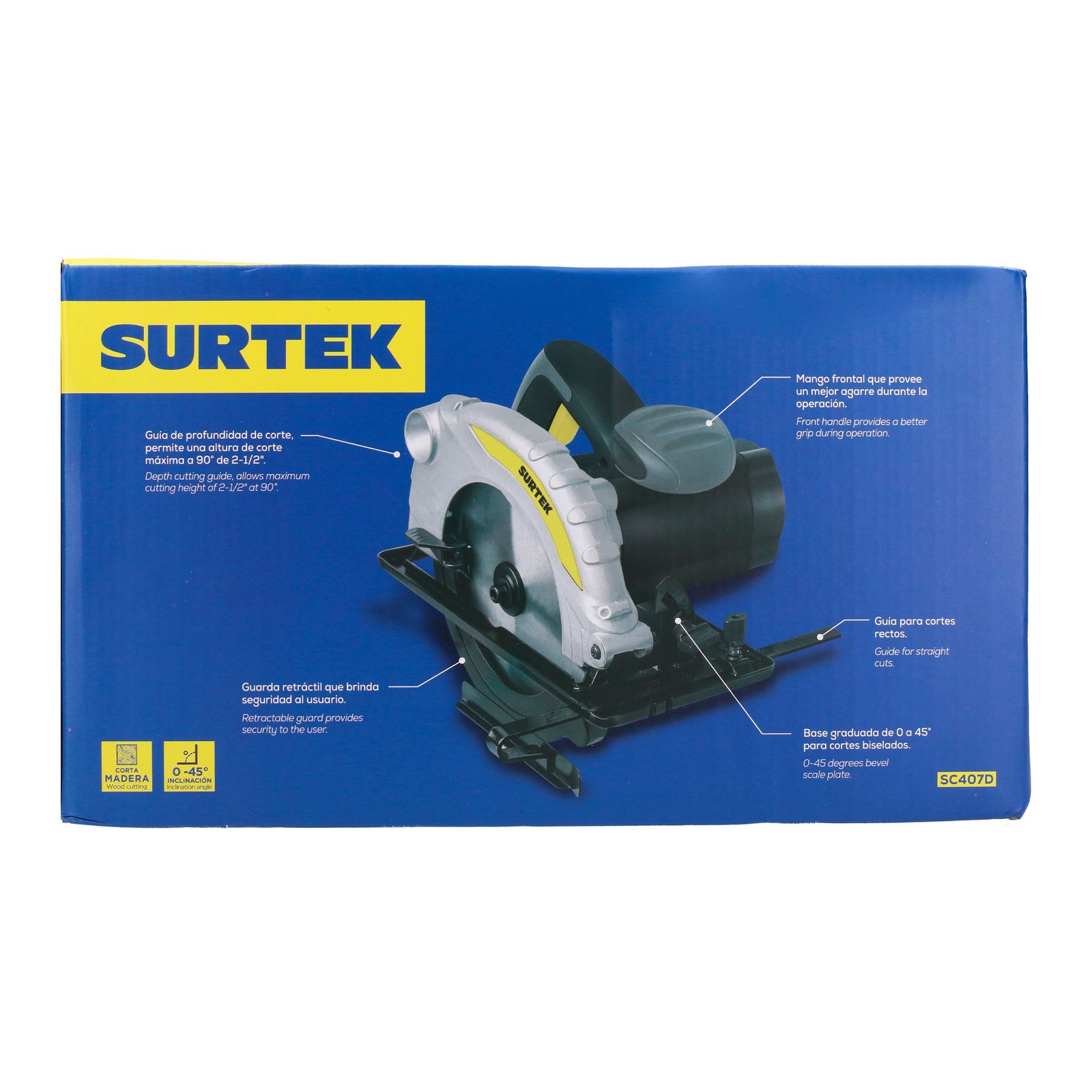 Sierra circular 7-1/4" 1,200 W 120 V, 0 - 4,500 RPM Surtek - Imagen 3