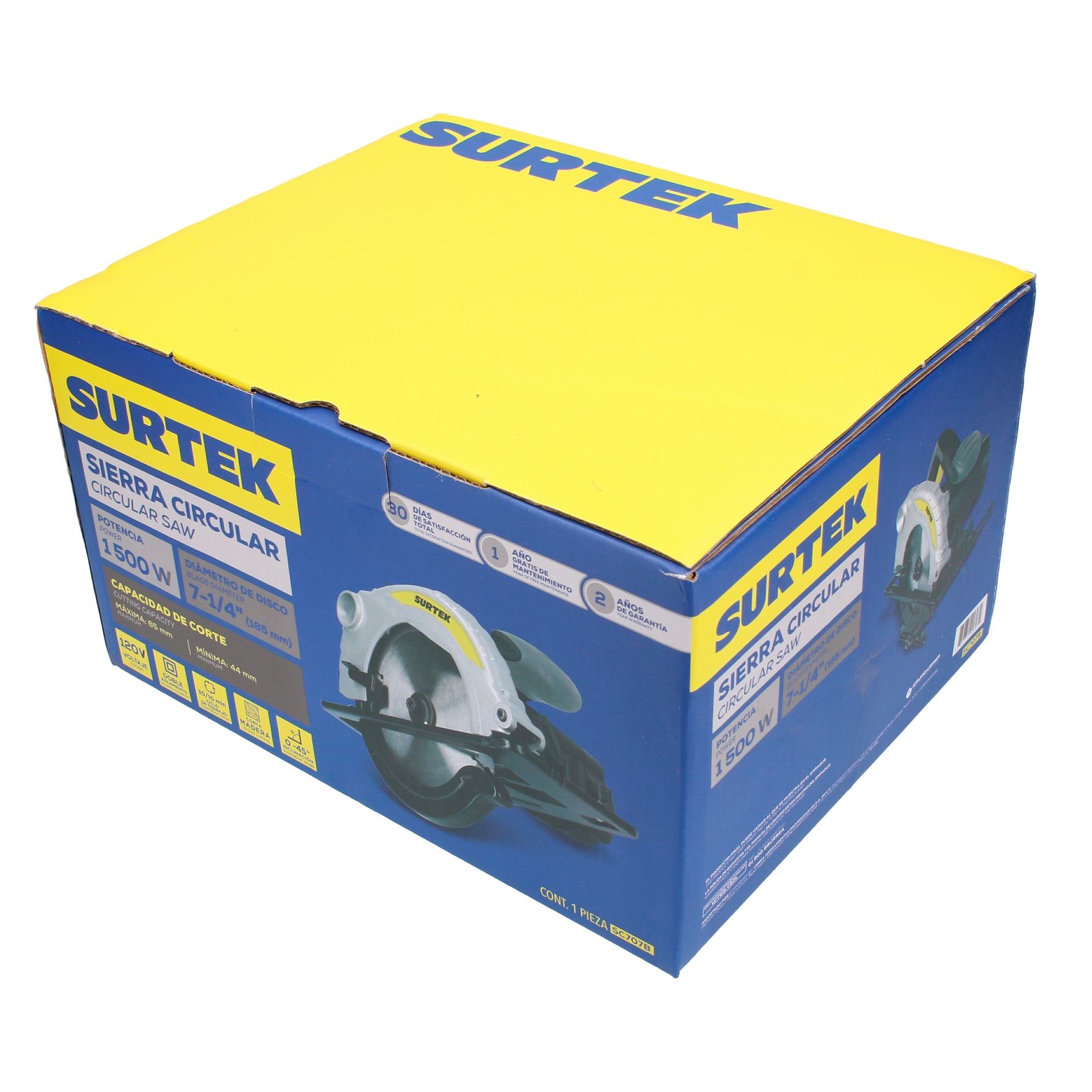 Sierra circular 7-1/4" 1,500 W 120 V, 0 - 4,500 RPM Surtek - Imagen 2