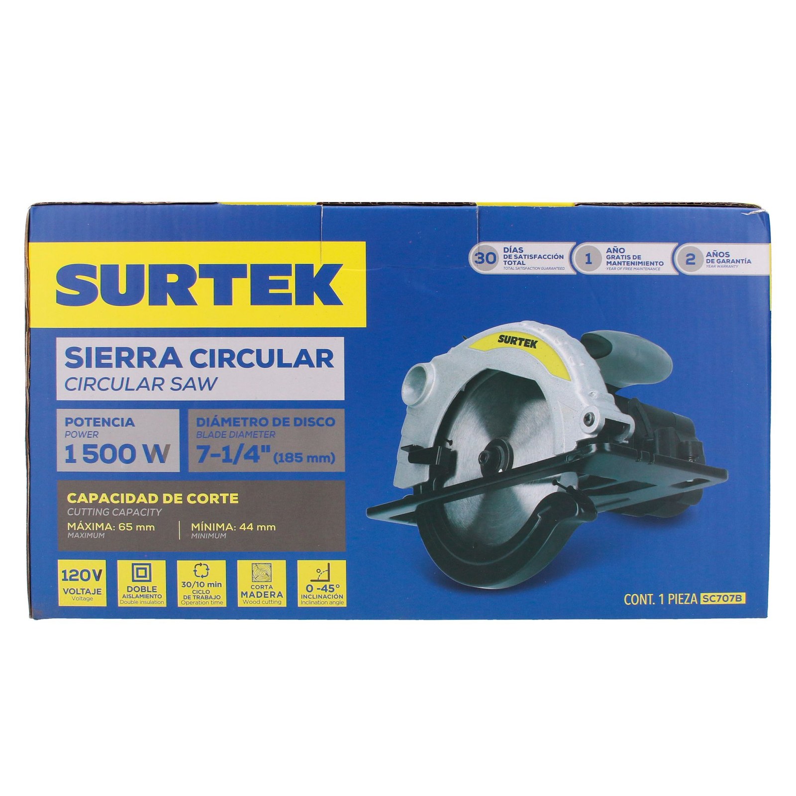 Sierra circular 7-1/4" 1,500 W 120 V, 0 - 4,500 RPM Surtek - Imagen 3