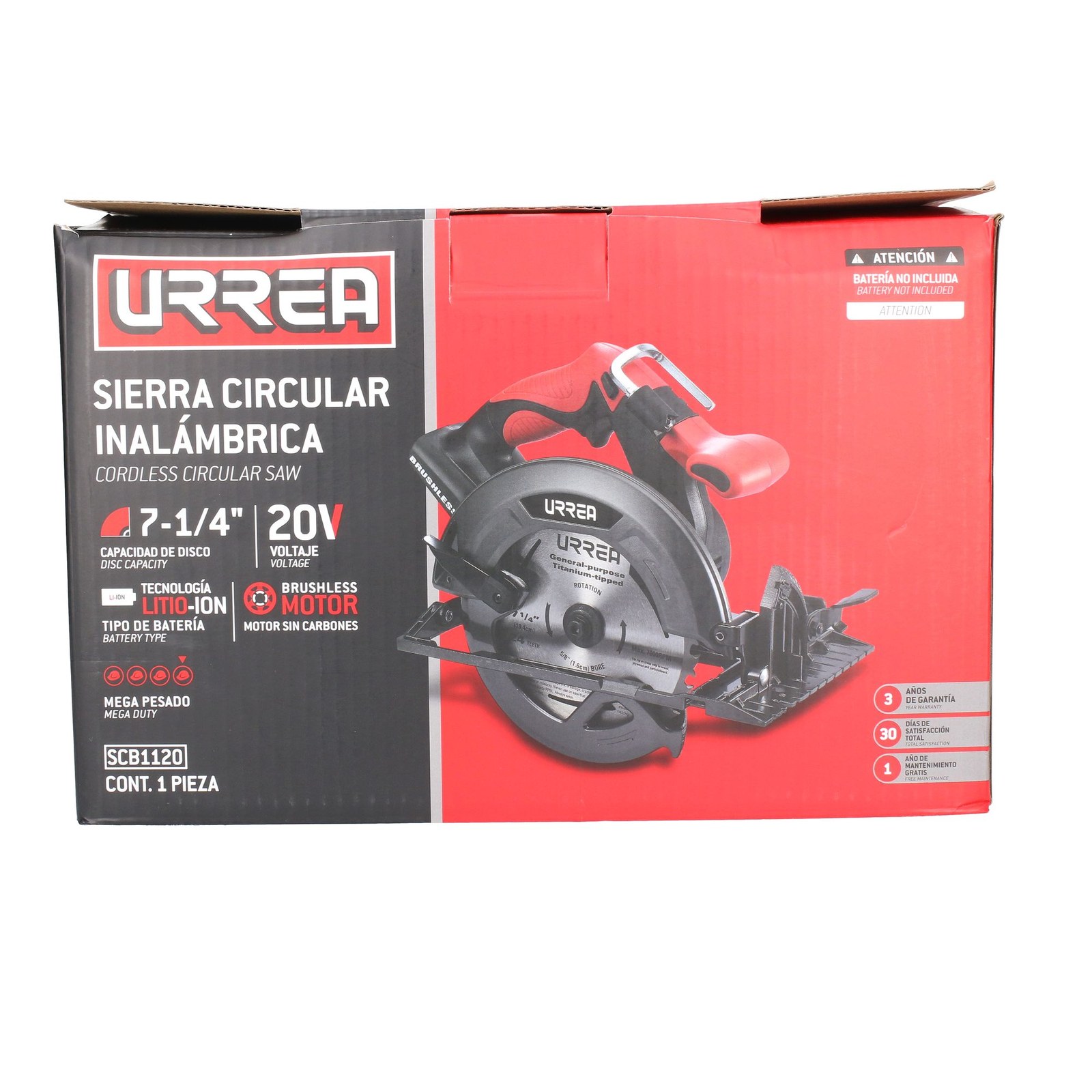 Sierra circular 7-1/4" a batería Litio-ion 20 V Urrea - Imagen 3