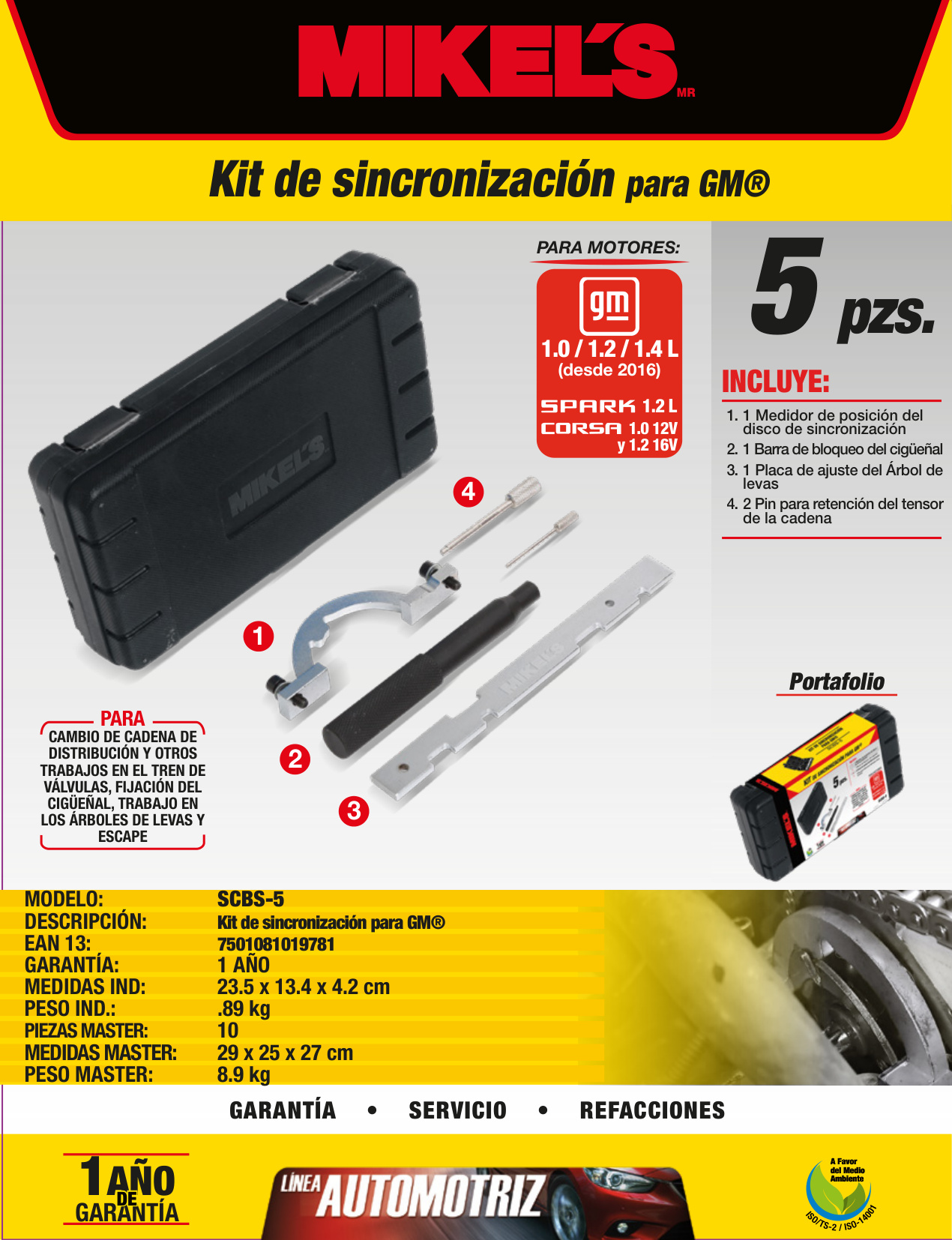 MIKELS SCBS-5 Kit de cambio de banda Spark GM 1.0®, 1.2 Y 1.4 lts - Imagen 4