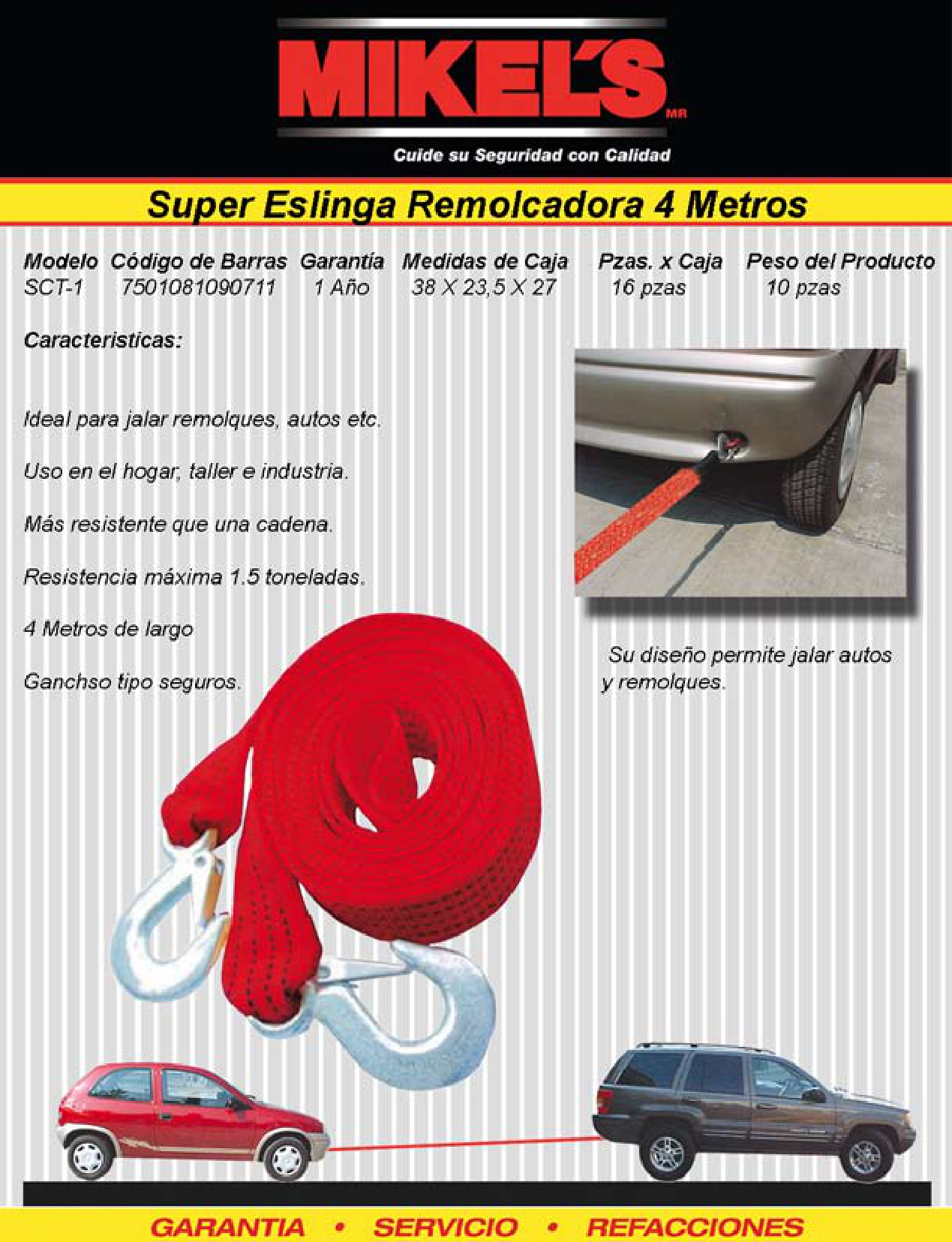 MIKELS SCT-1 Eslinga remolcadora (2”, 1.5 ton, 4 mts) - Imagen 2