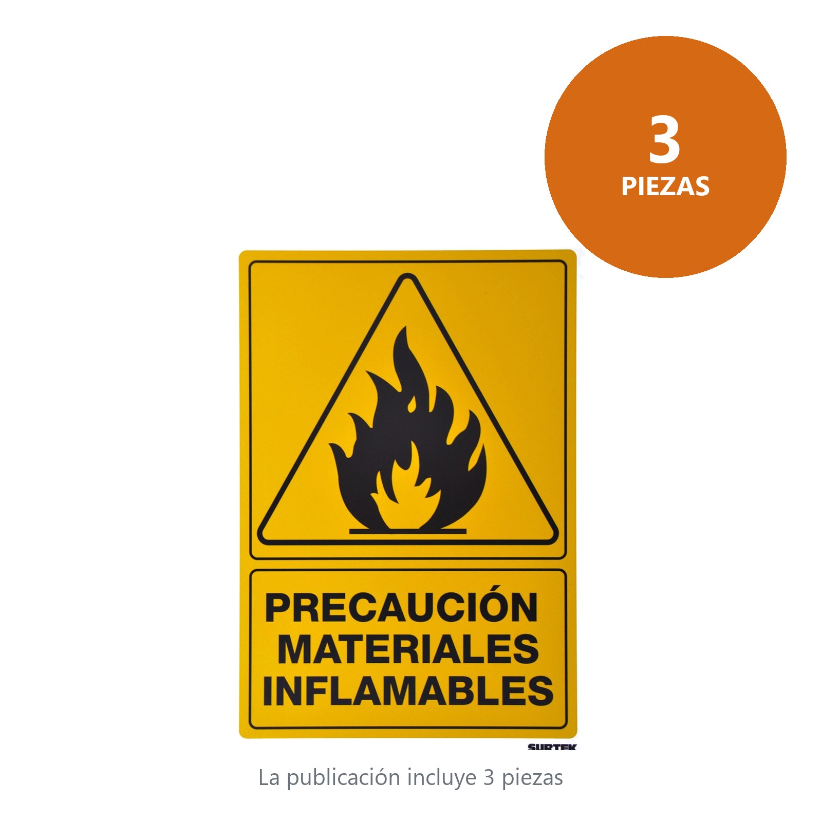Señal "Precaución materiales inflamables" Surtek - Imagen 2
