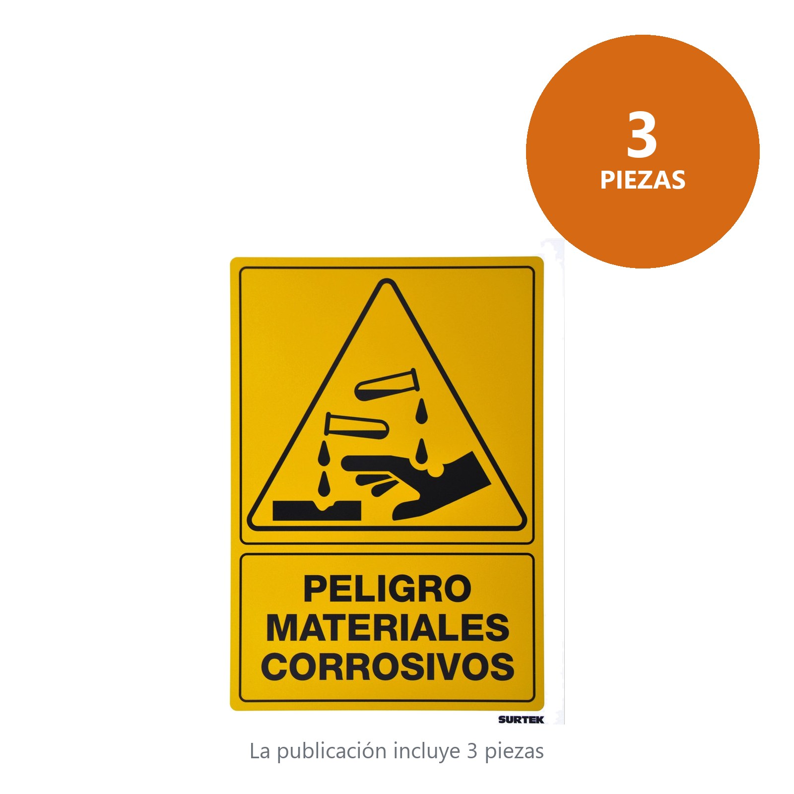 Señal "Peligro materiales corrosivos" Surtek - Imagen 2