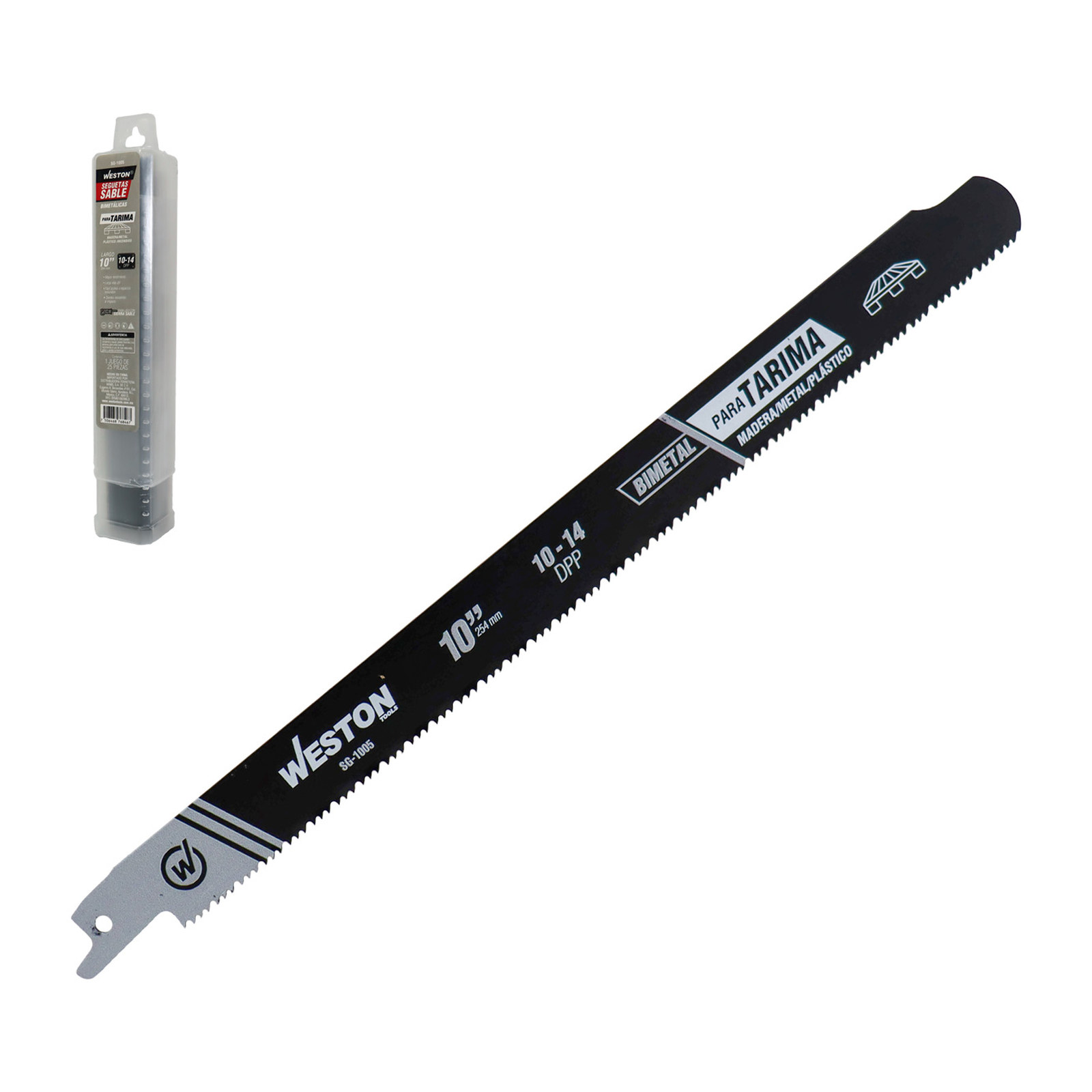 Segueta Sable Bimetálica Desarmadora de Tarimas 10" 10/14 DPP WESTON (Juego con 25 Piezas)