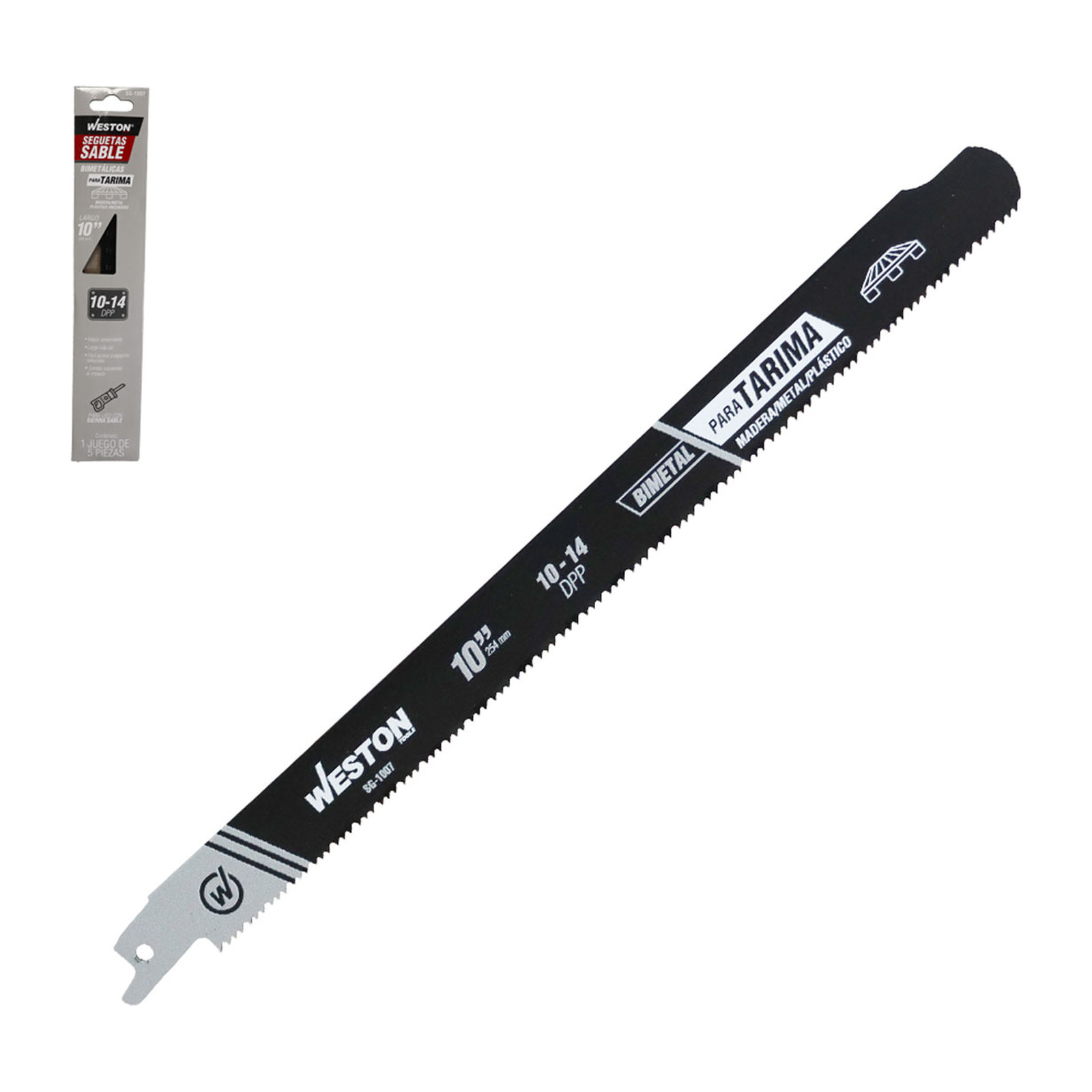 Juego de 5 Seguetas Sable Bimetálicas Desarmadoras de Tarimas 10" 10/14 DPP WESTON