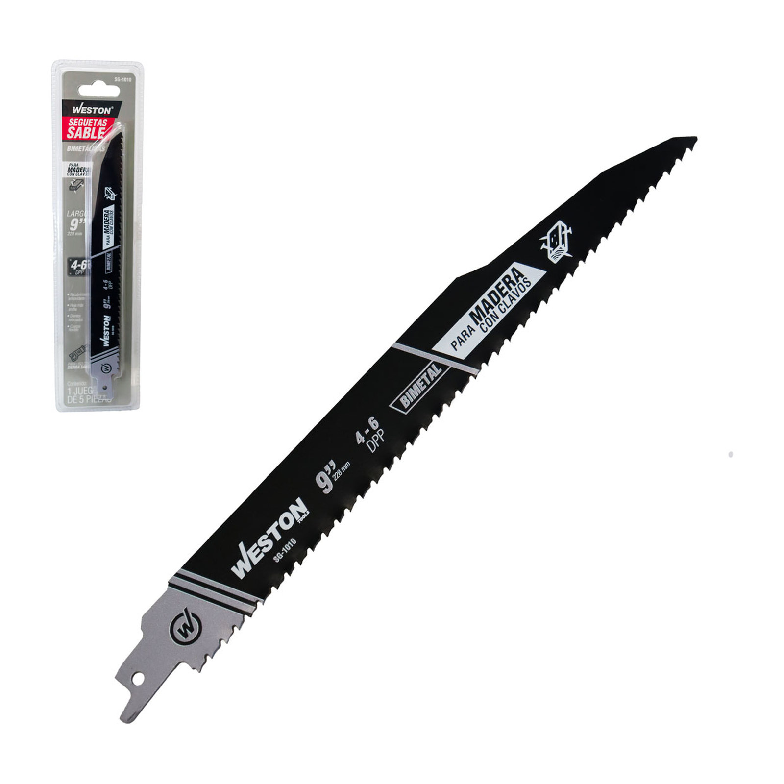 Weston Juego de 5 Hojas de Segueta Sable Bimetálica 9" 4/6 DPP