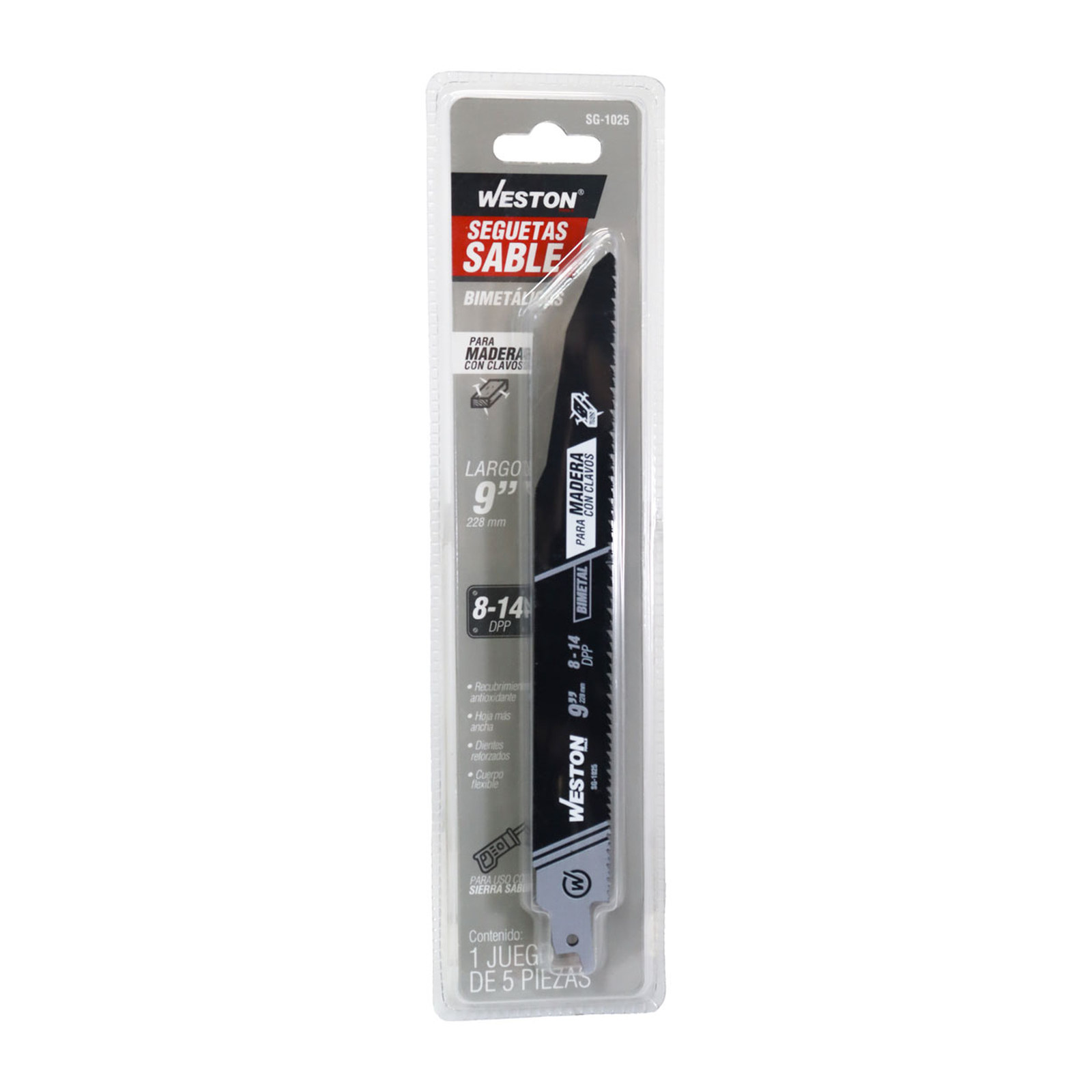 SEGUETA SABLE BIMETALICA 9" 8/14DPP (JGO C/5 PZS) - Imagen 4