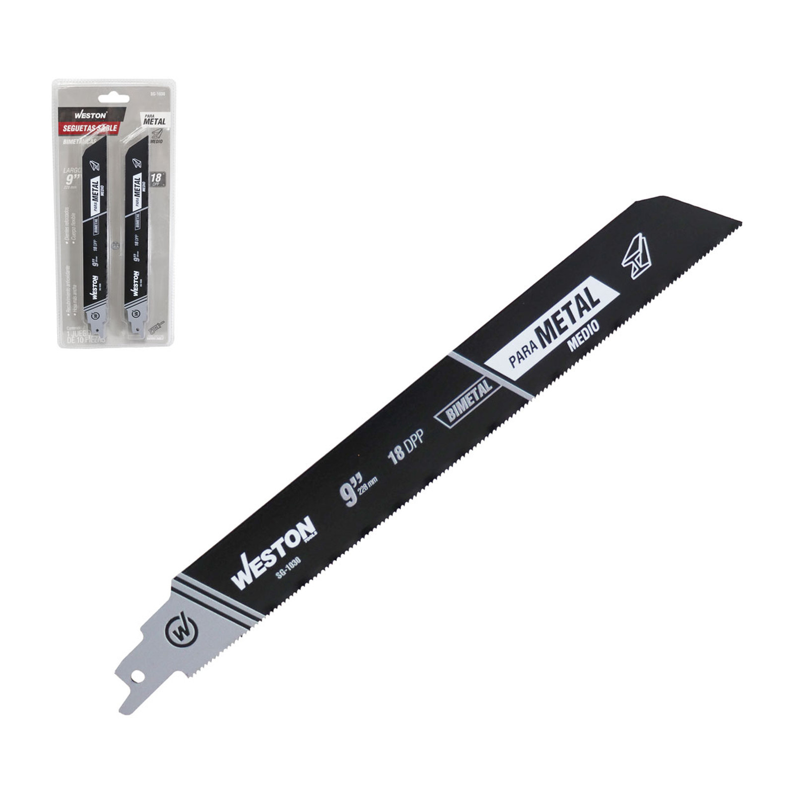 Weston Juego de 10 Hojas de Segueta Sable Bimetálica 9" 18 DPP