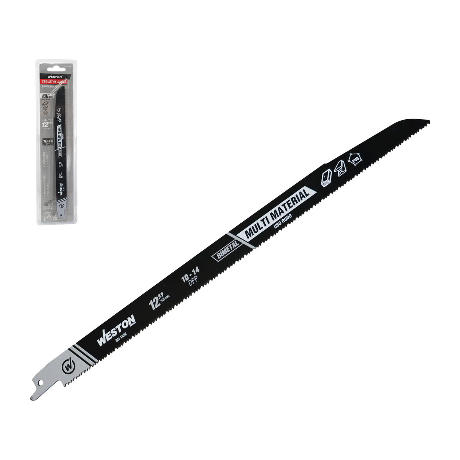 Weston Juego de 5 Hojas de Segueta Sable Bimetálica 12" 10/14 DPP