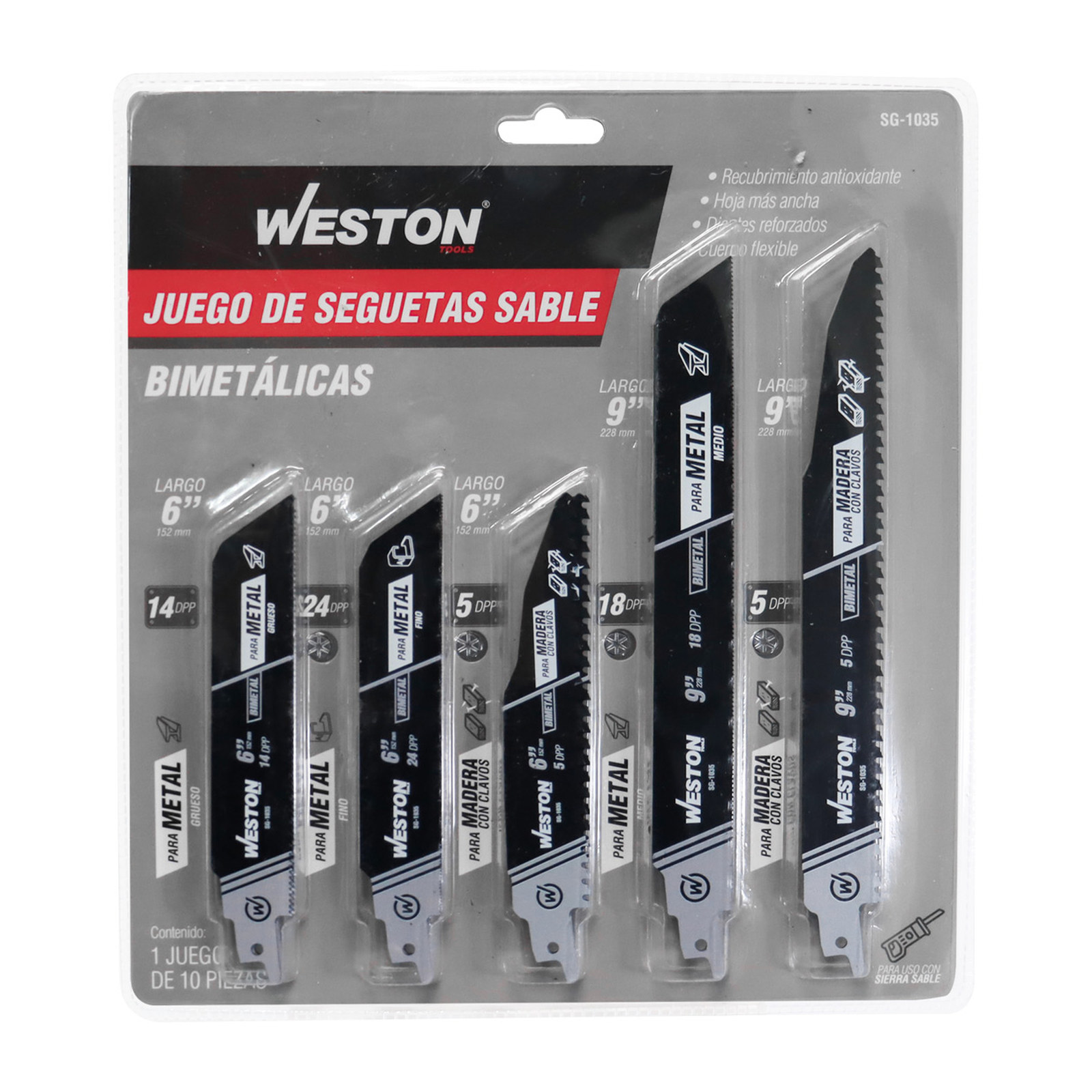 SEGUETA SABLE BIMETALICA 6" 5DPP, 6" 14DPP, 6" 24DPP, 9" 5DPP & 9" 18DPP (JGO C/10 PZS) - Imagen 4