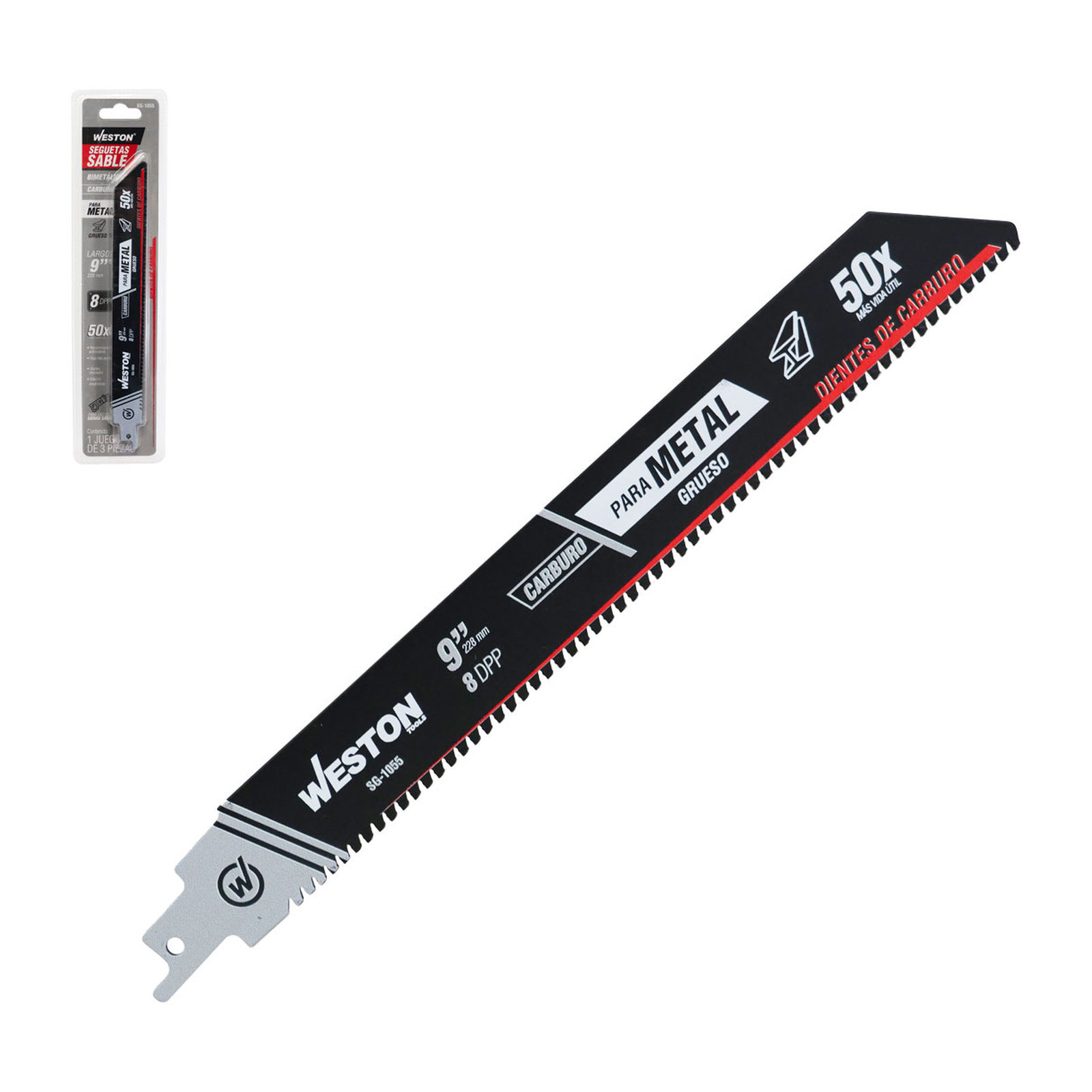 Juego de 3 Seguetas Sable de Carburo 9" 8 TDP Weston