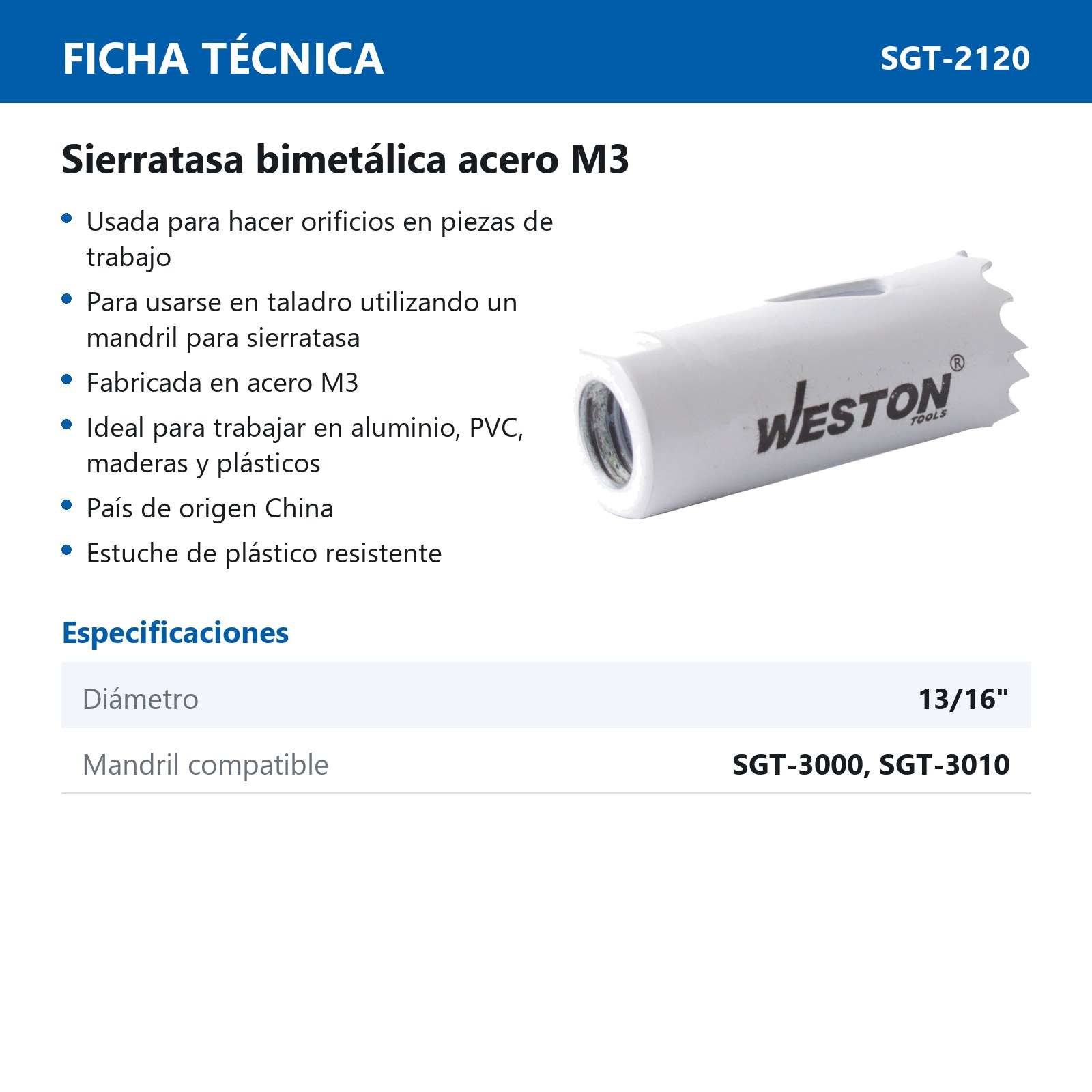 SIERRATASA BIMETALICA ACERO 13/16" - Imagen 2