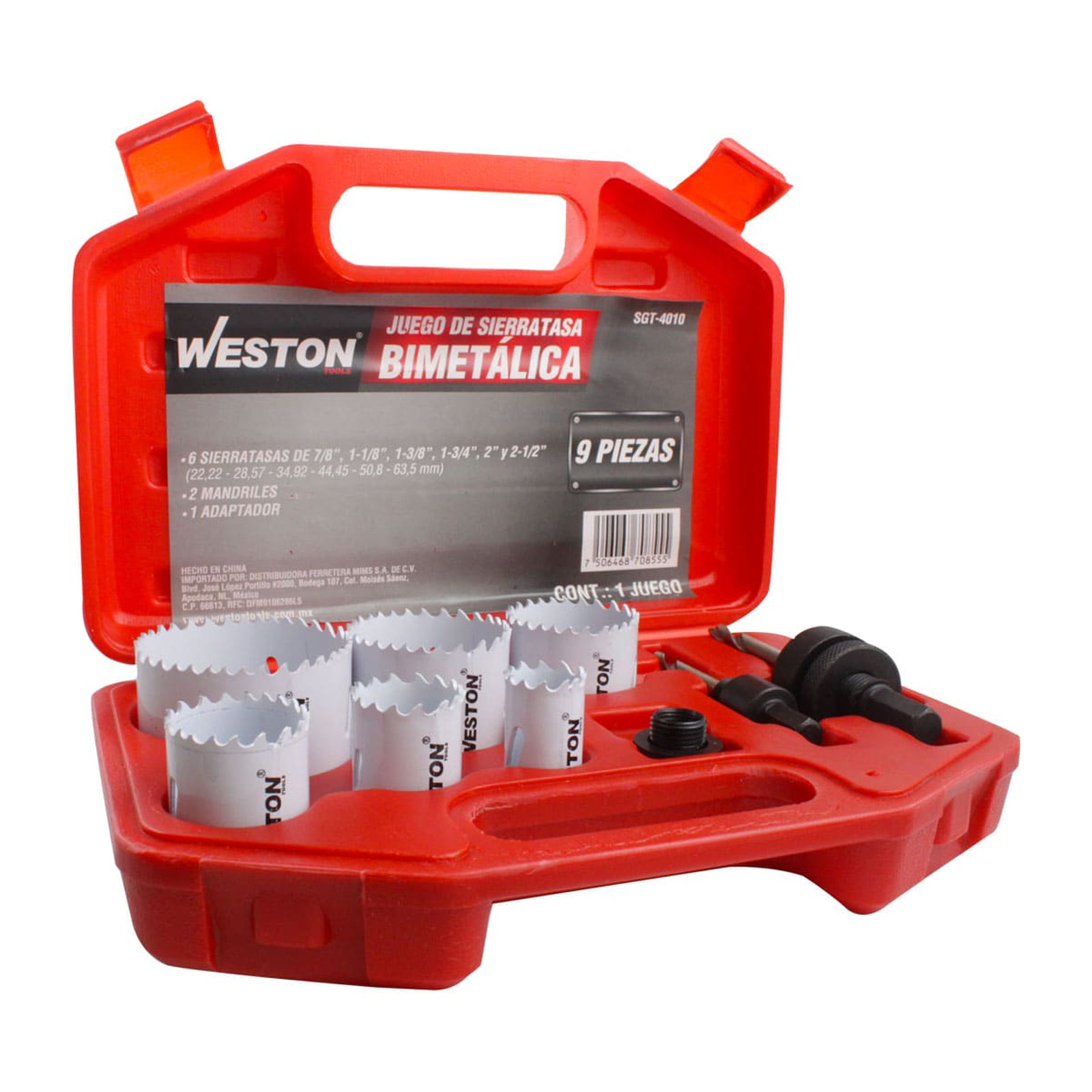 Juego de Brocasierras Bimetálicas 9 Piezas con Estuche Plástico WESTON