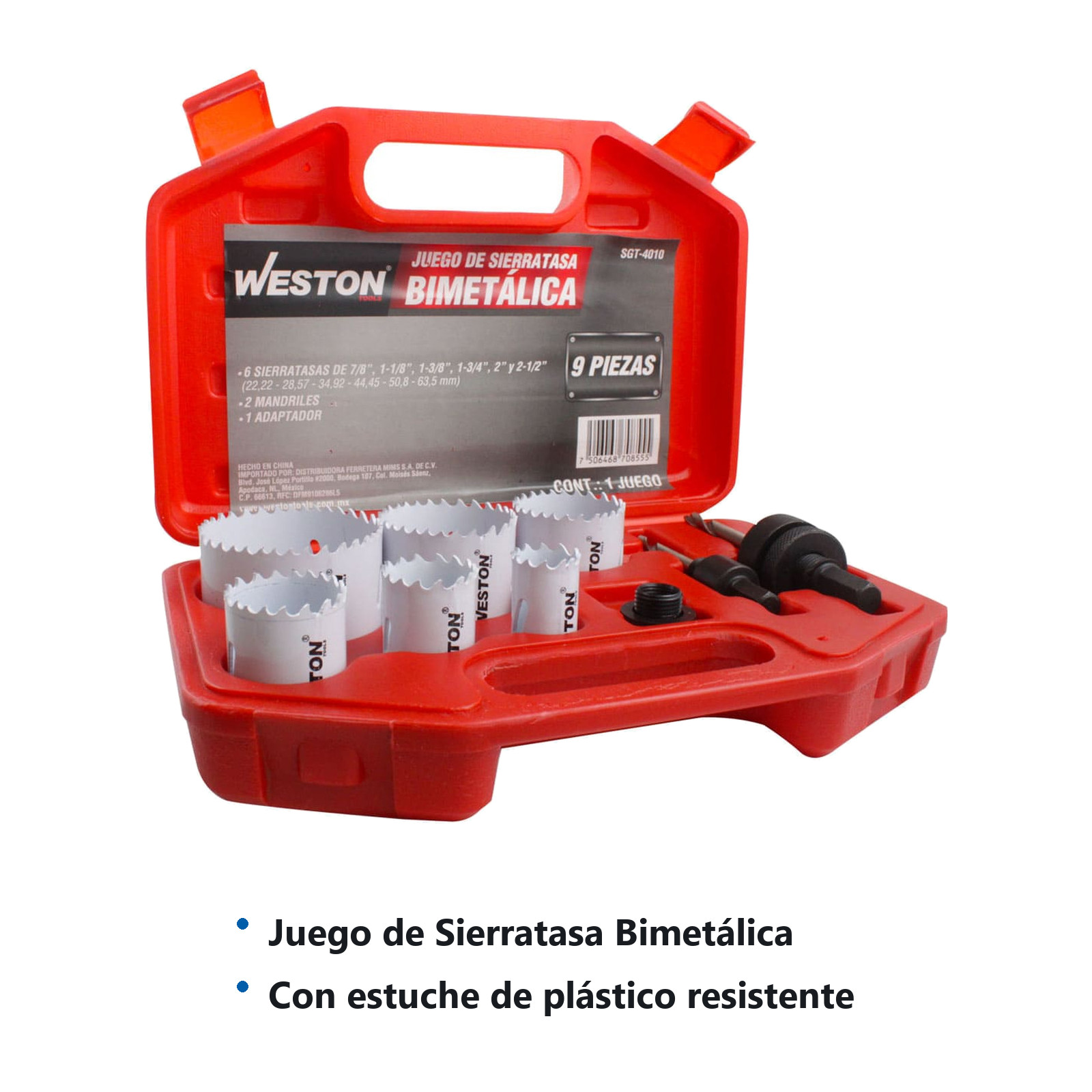 JUEGO D/BROCASIERRAS BIMETALICAS 9PZAS. (C/ESTUCHE PLASTICO) - Imagen 2