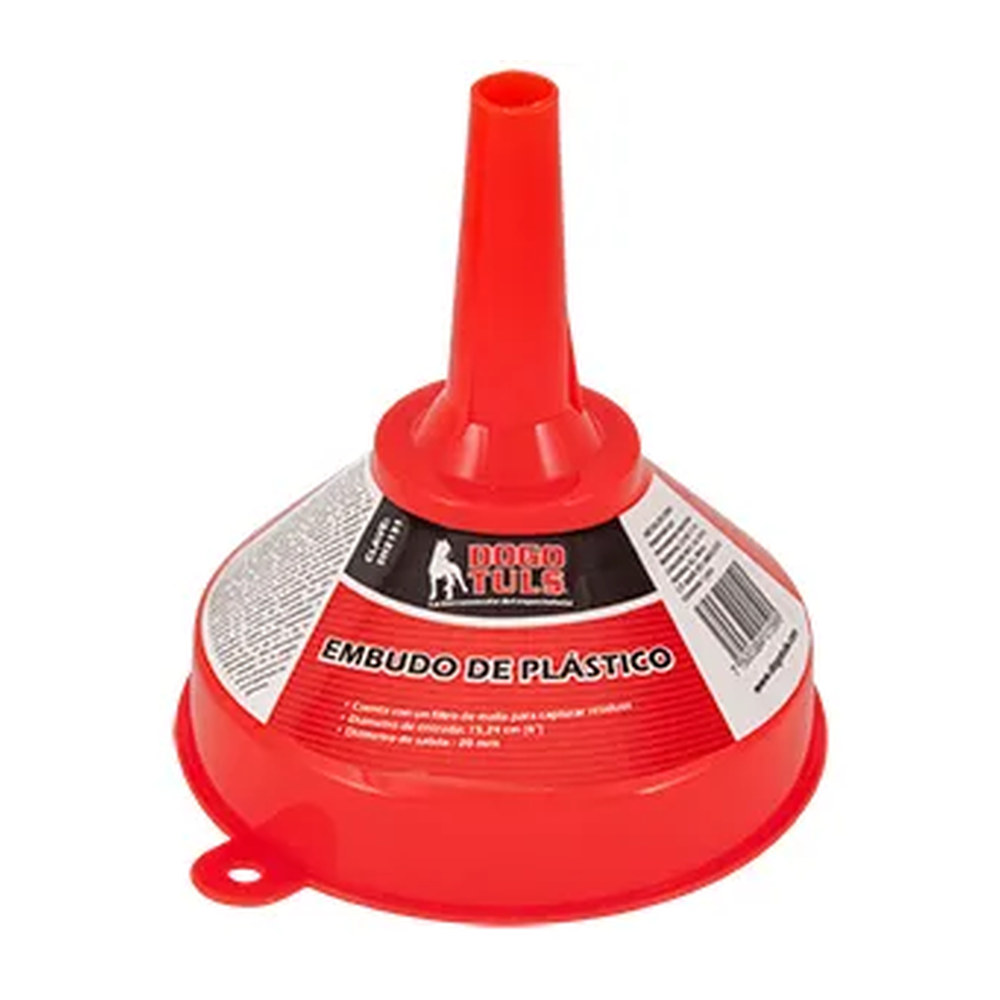 Embudo Plástico 6" con Filtro 946 ml Rojo - Paquete 15 Piezas