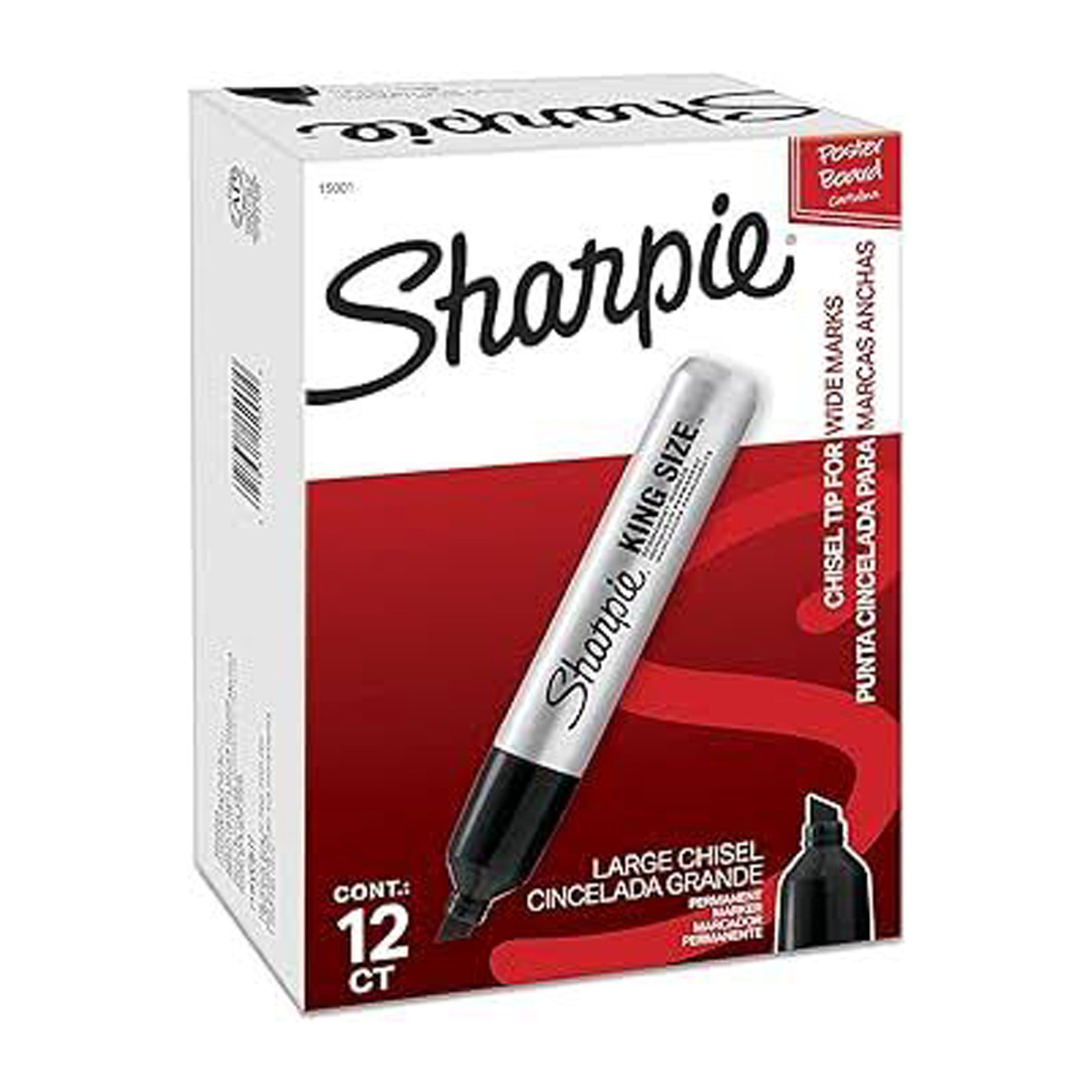 MARCADOR PERMANENTE SHARPIE KING SIZE PUNTA CINCEL NEGRO (CAJA C/12 - PRECIO X PZA)