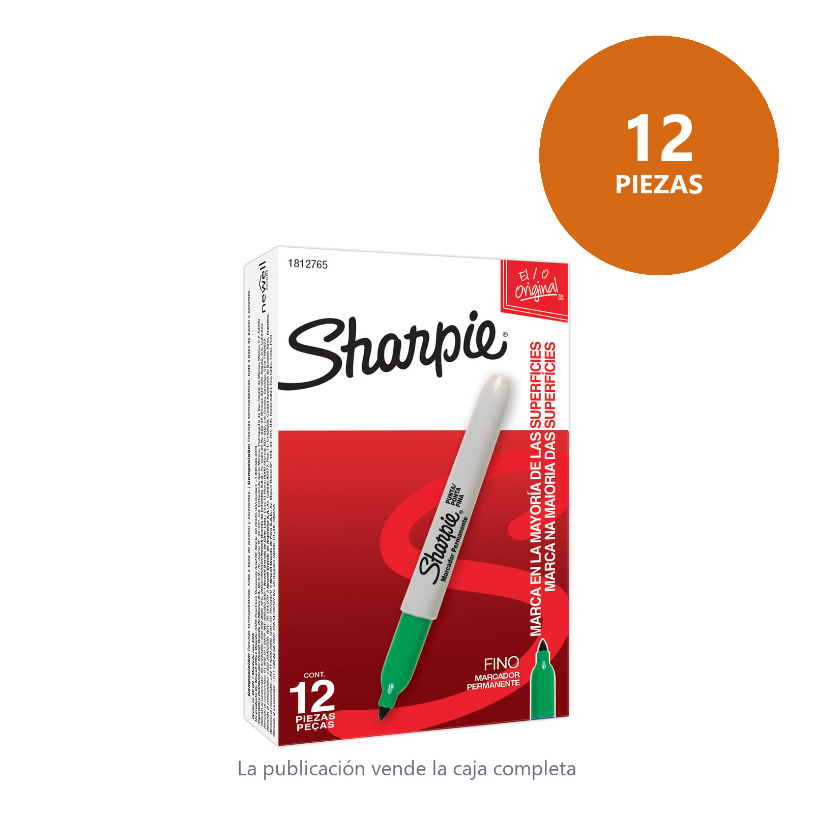 MARCADOR PERMANENTE SHARPIE PUNTA FINA VERDE (CAJA C/12 - PRECIO X PZA) - Imagen 2