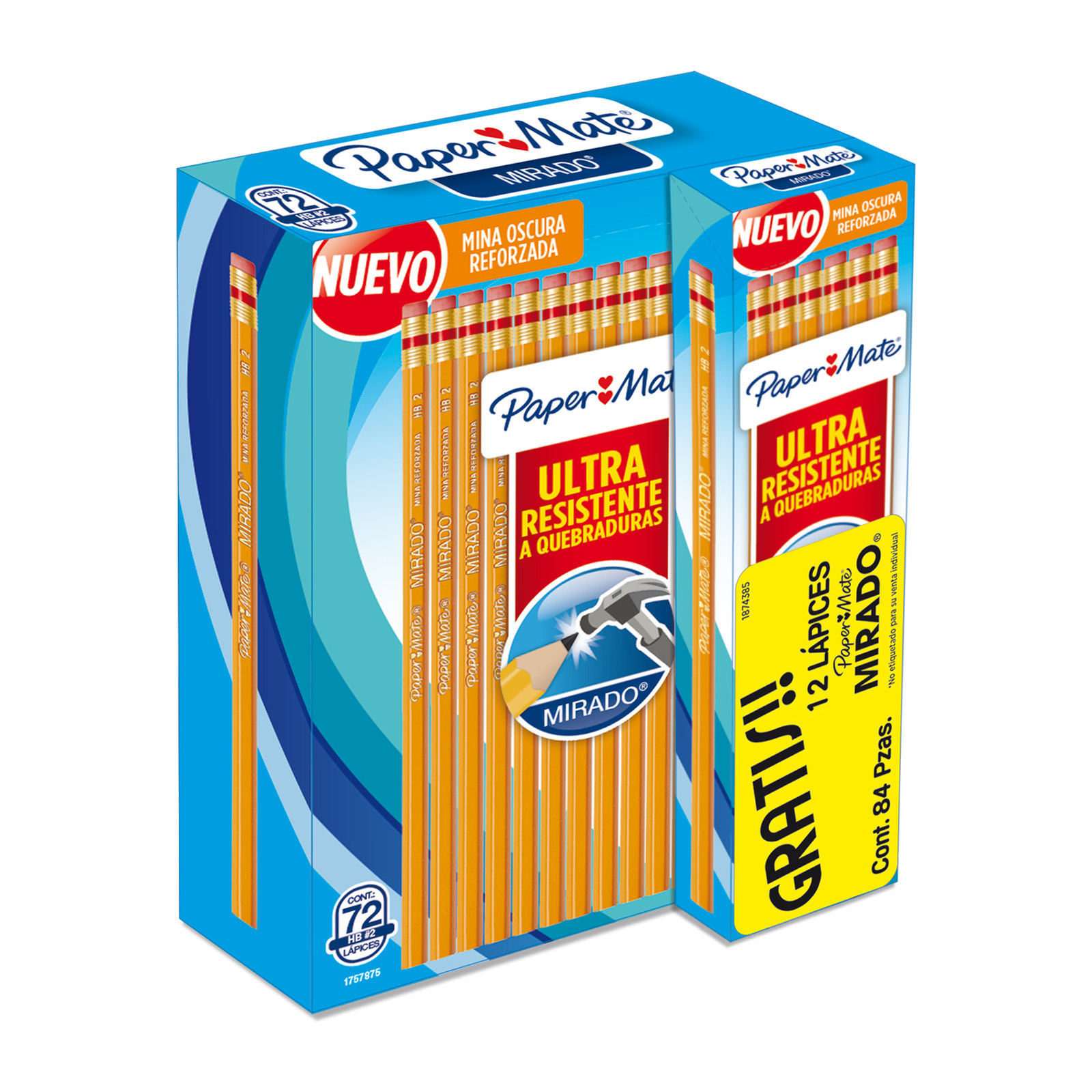 LAPIZ DE GRAFITO PAPER MATE MIRADO NO. 2 (HB) (CAJA C/72 - PRECIO X PZA)