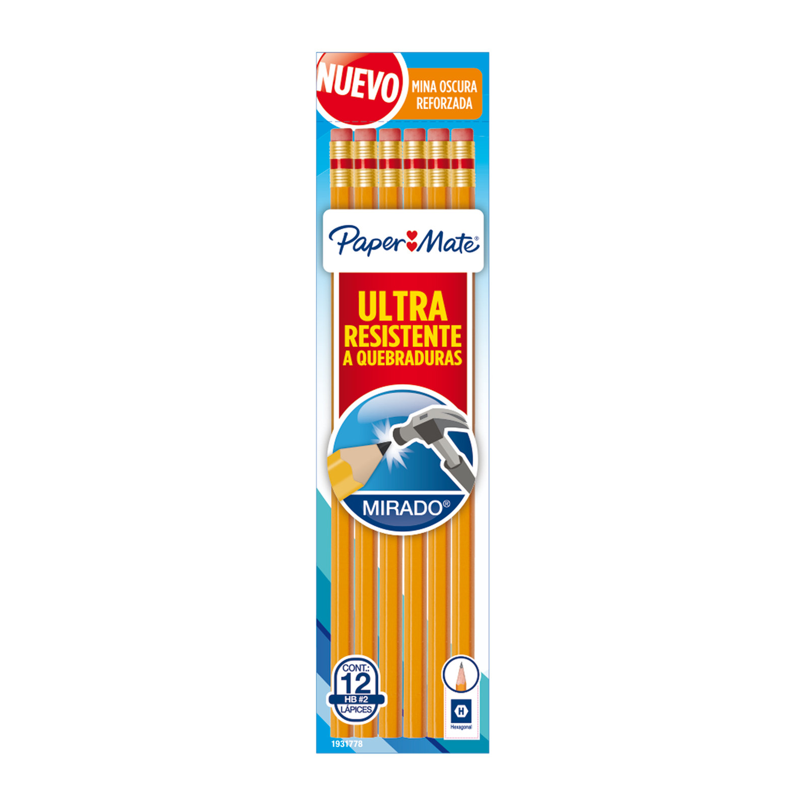 LAPIZ DE GRAFITO PAPER MATE MIRADO NO. 2 (TARJETA C/12 - PRECIO X PIEZAA