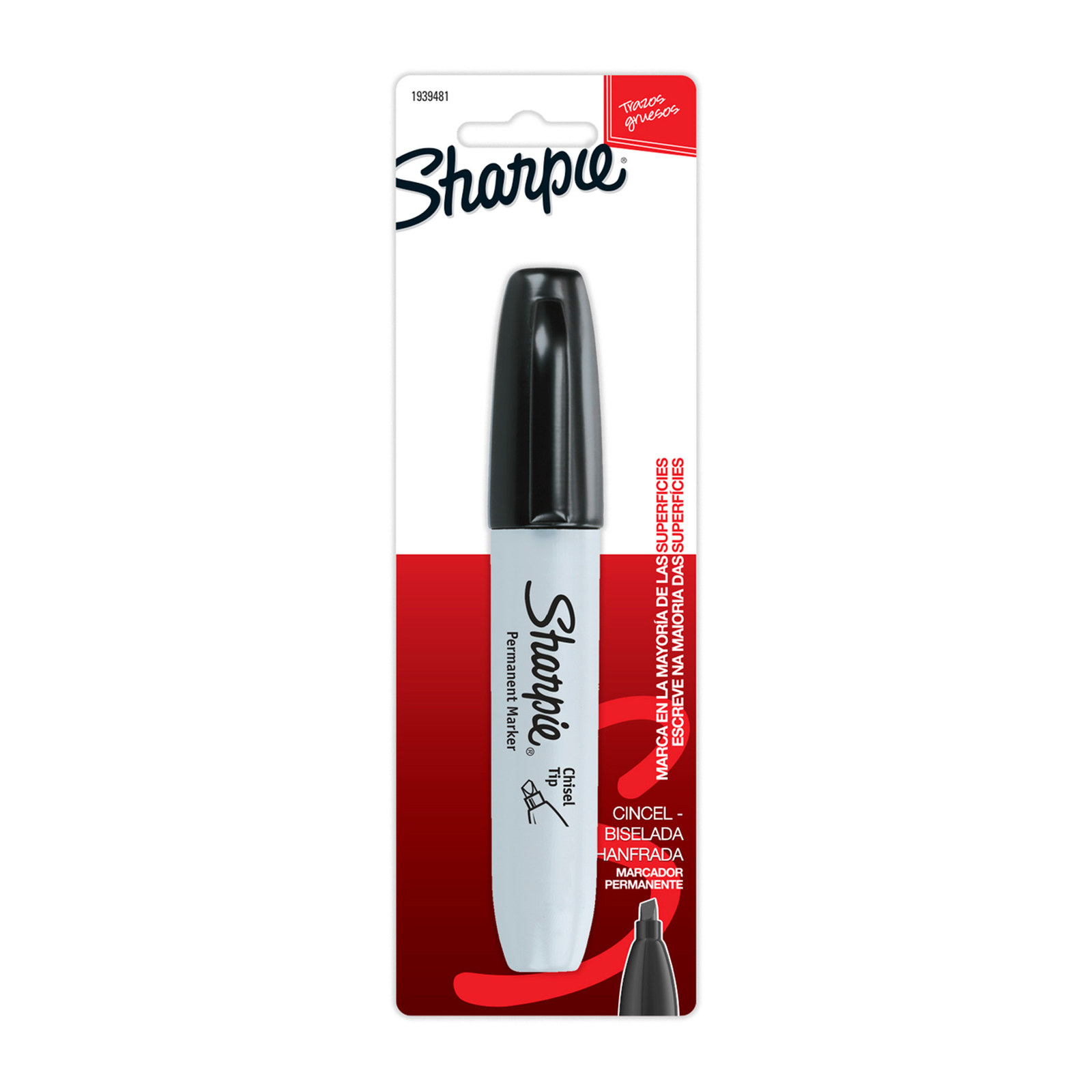 MARCADOR PERMANENTE SHARPIE PUNTA CINCEL NEGRO (TARJETA C/1 - PRECIO X (TARJETA