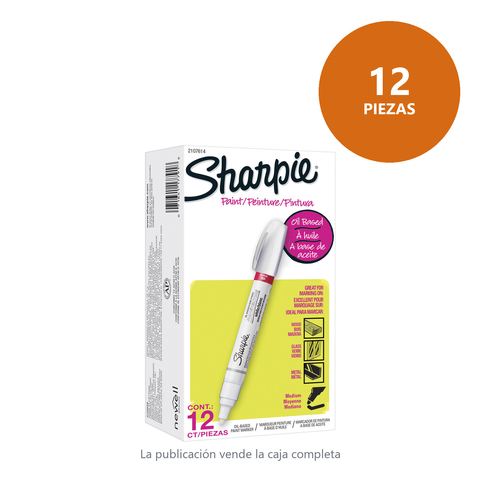 MARCADOR DE PINTURA SHARPIE BASE ACEITE BLANCO (CAJA C/12 - PRECIO X PZA) - Imagen 2