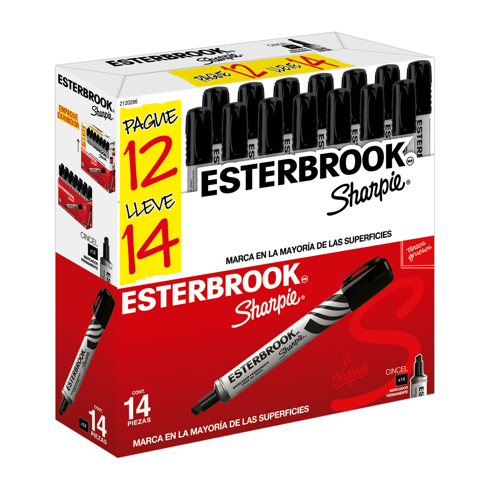 MARCADOR PERMANENTE SHARPIE ESTERBROOK PUNTA FINA NEGRO (CAJA C/12 - PRECIO X PZA)