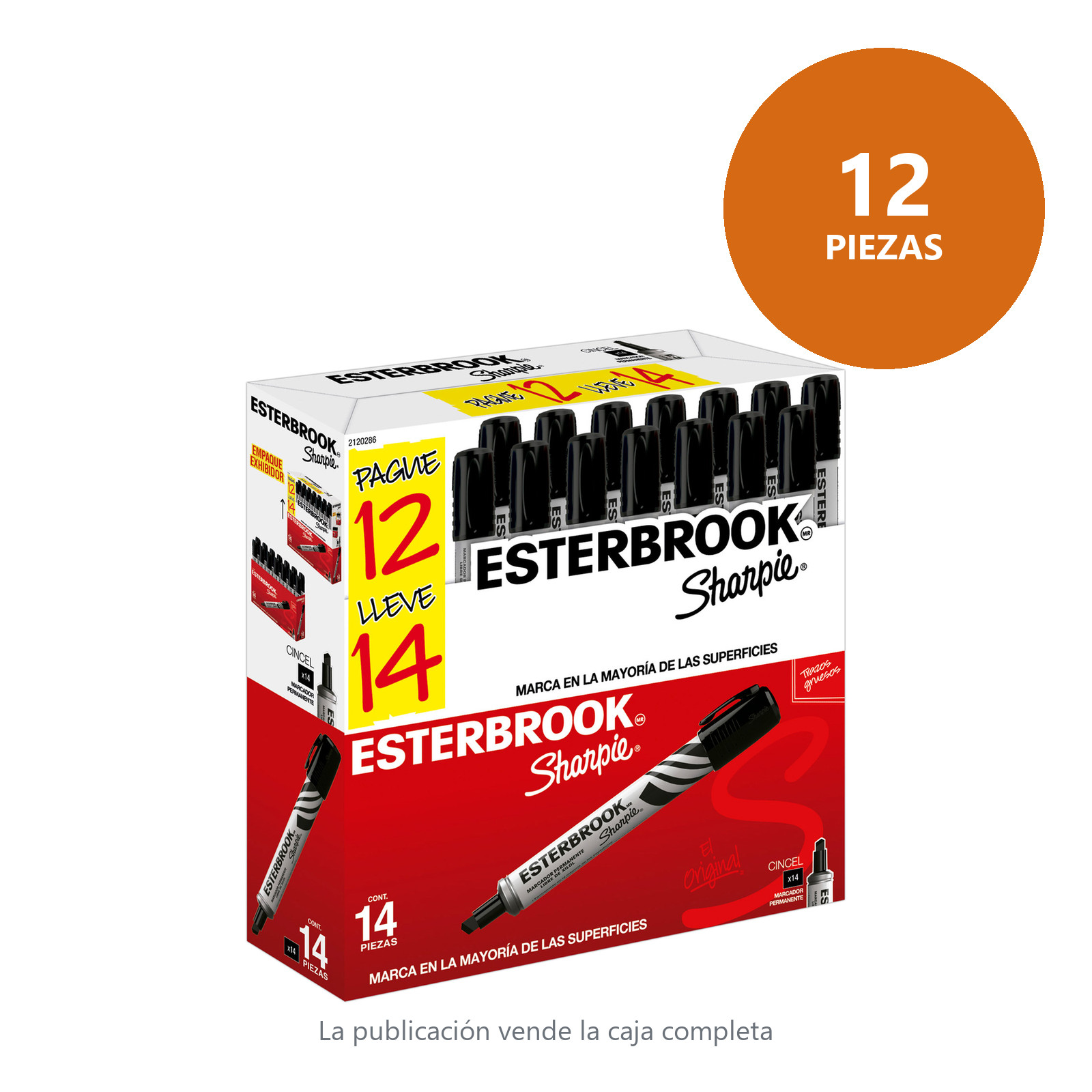 MARCADOR PERMANENTE SHARPIE ESTERBROOK PUNTA FINA NEGRO (CAJA C/12 - PRECIO X PZA) - Imagen 2