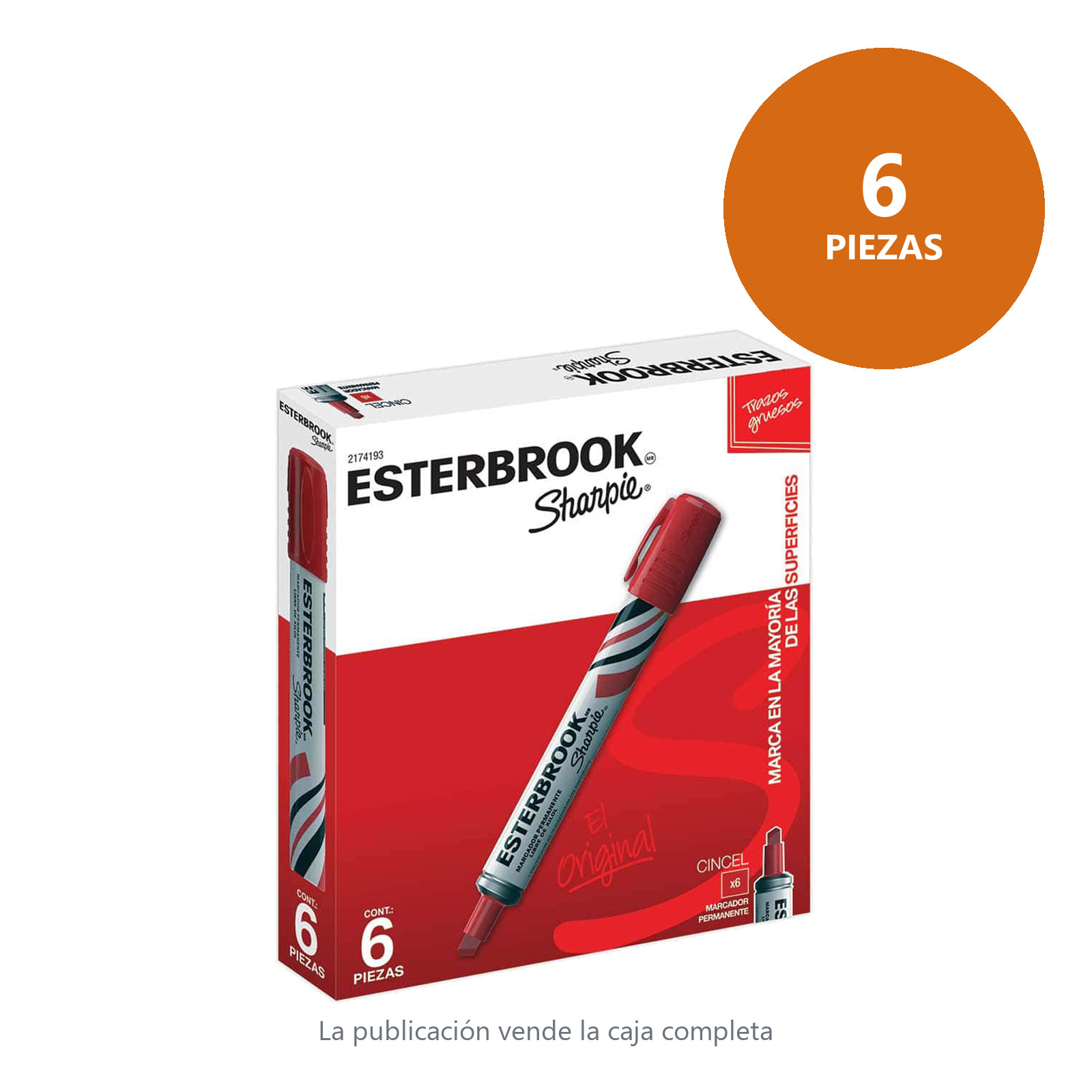 MARCADOR PERMANENTE ESTERBROOK PUNTA CINCEL ROJO (CAJA C/6 - PRECIO X PZA) - Imagen 2