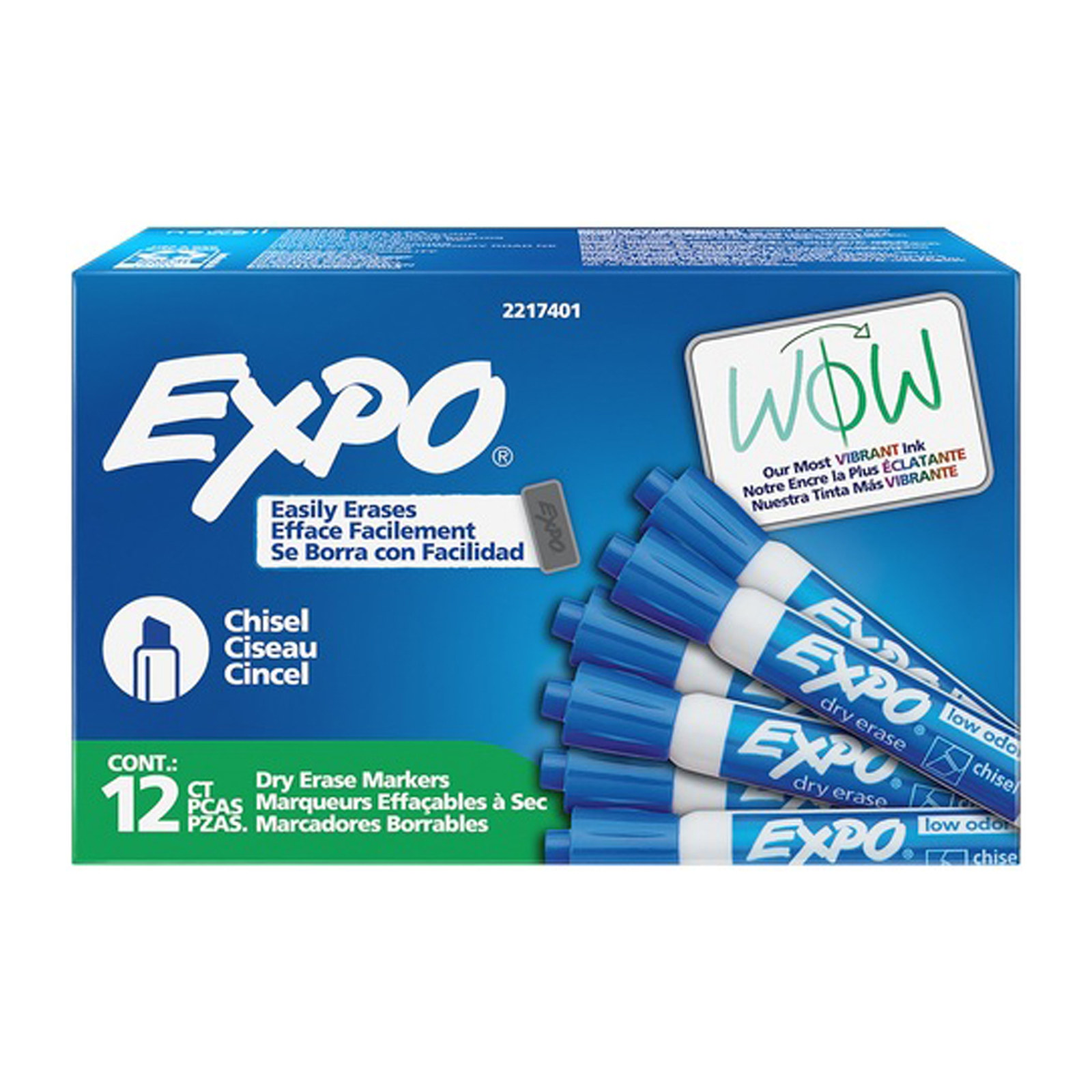 MARCADOR PIZARRON EXPO LOW ODOR PUNTA CINCEL AZUL (CAJA C/12 - PRECIO X PZA)
