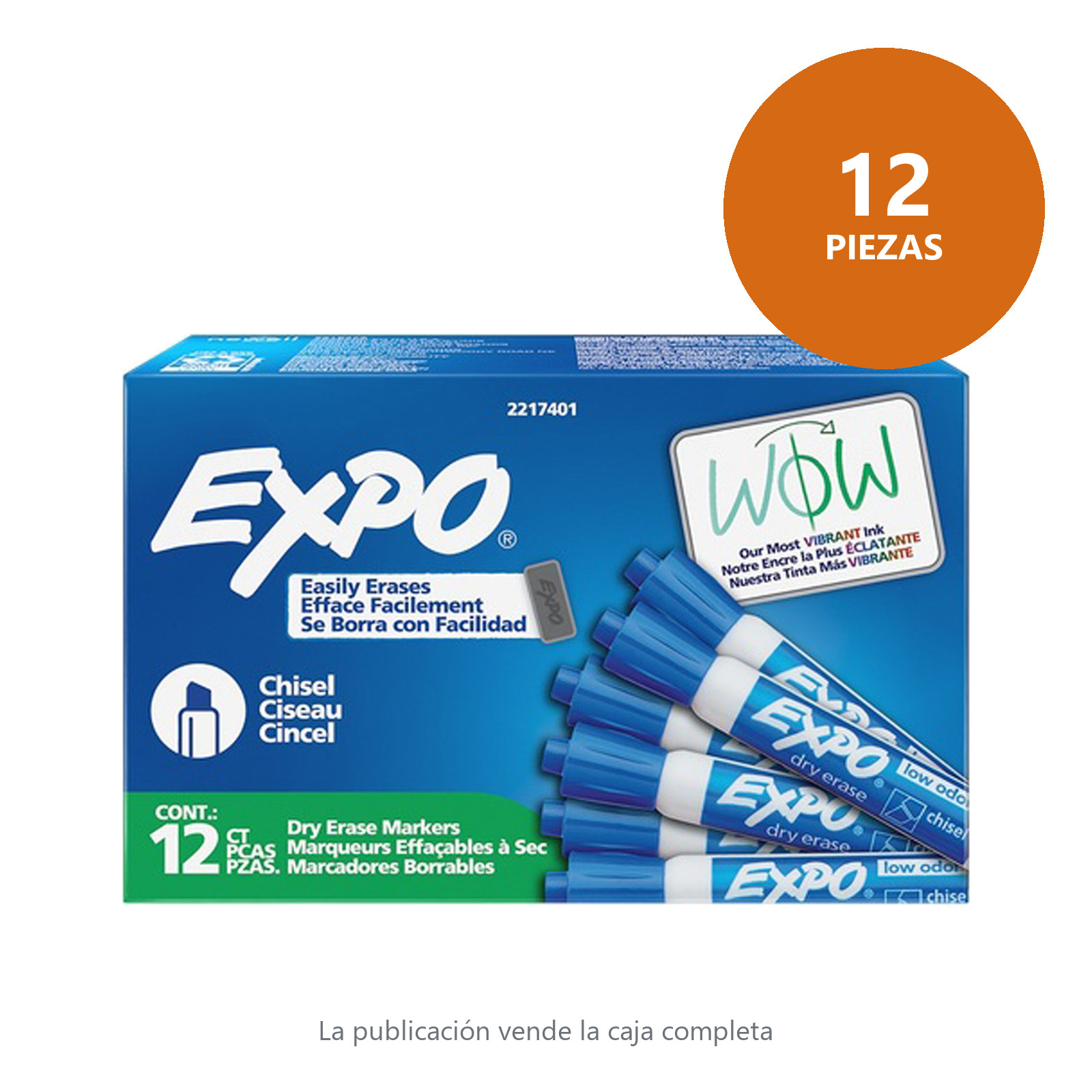 MARCADOR PIZARRON EXPO LOW ODOR PUNTA CINCEL AZUL (CAJA C/12 - PRECIO X PZA) - Imagen 2
