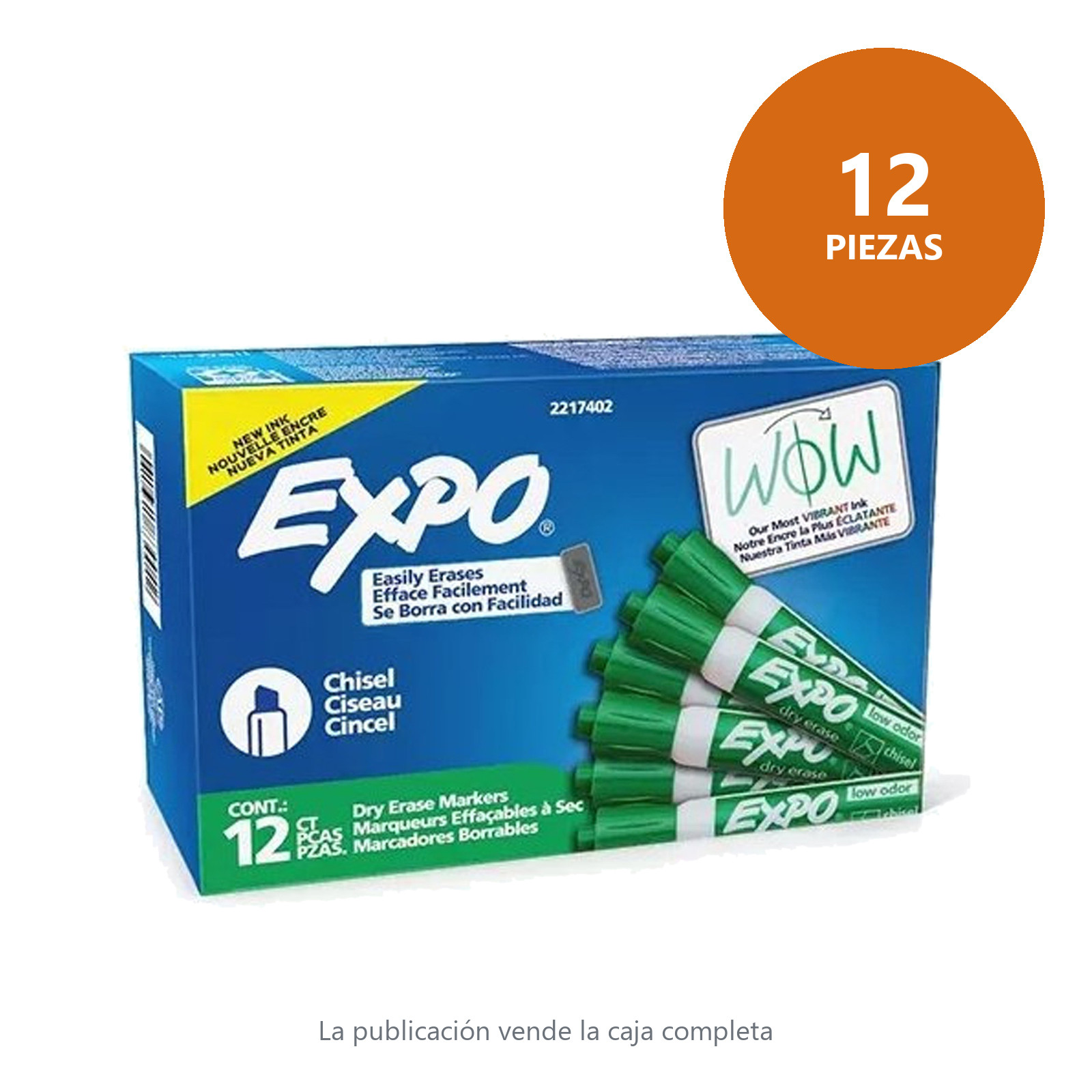 MARCADOR PIZARRON EXPO LOW ODOR PUNTA CINCEL VERDE (CAJA C/12 - PRECIO X PZA) - Imagen 2