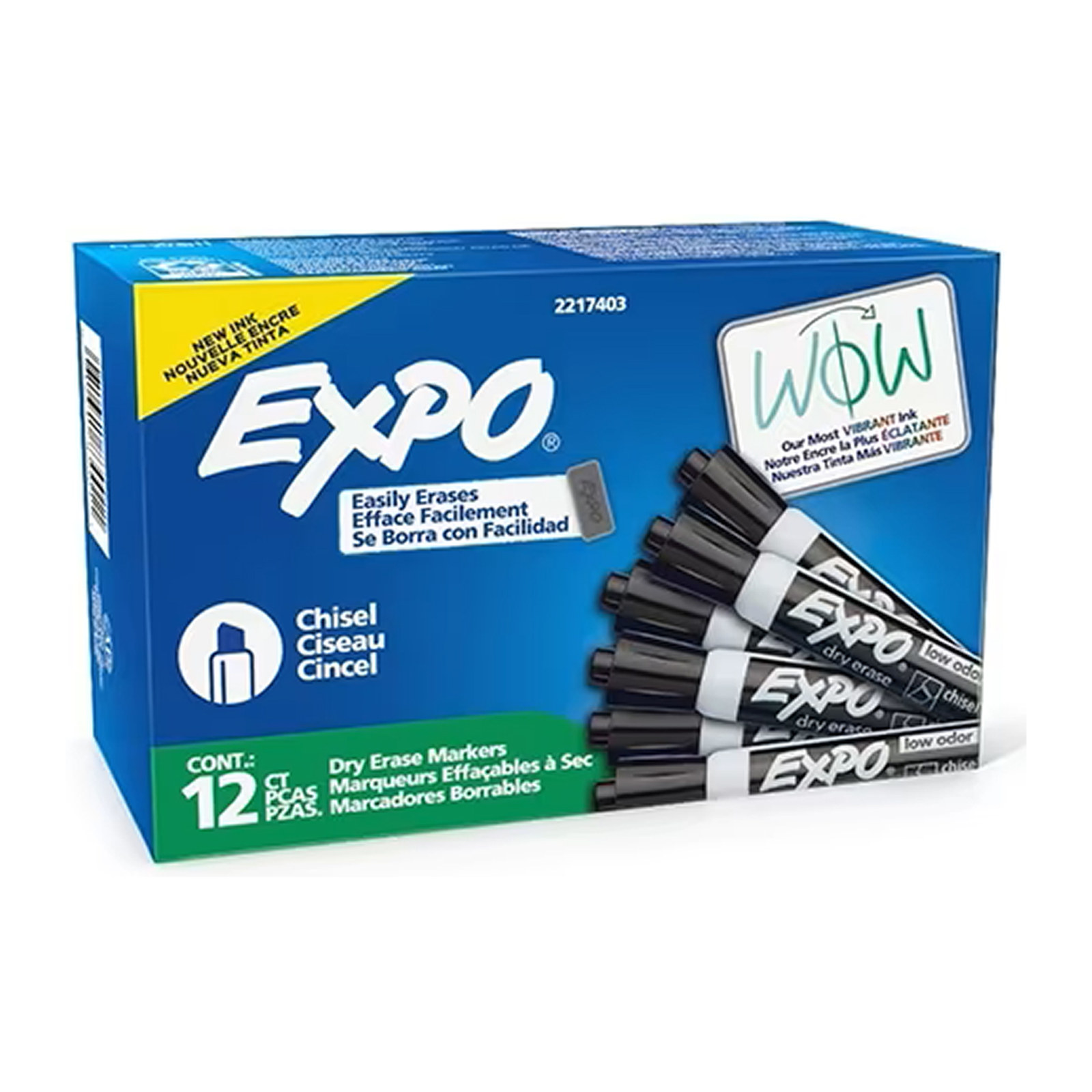 MARCADOR PIZARRON EXPO LOW ODOR PUNTA CINCEL NEGRO (CAJA C/12 - PRECIO X PZA)