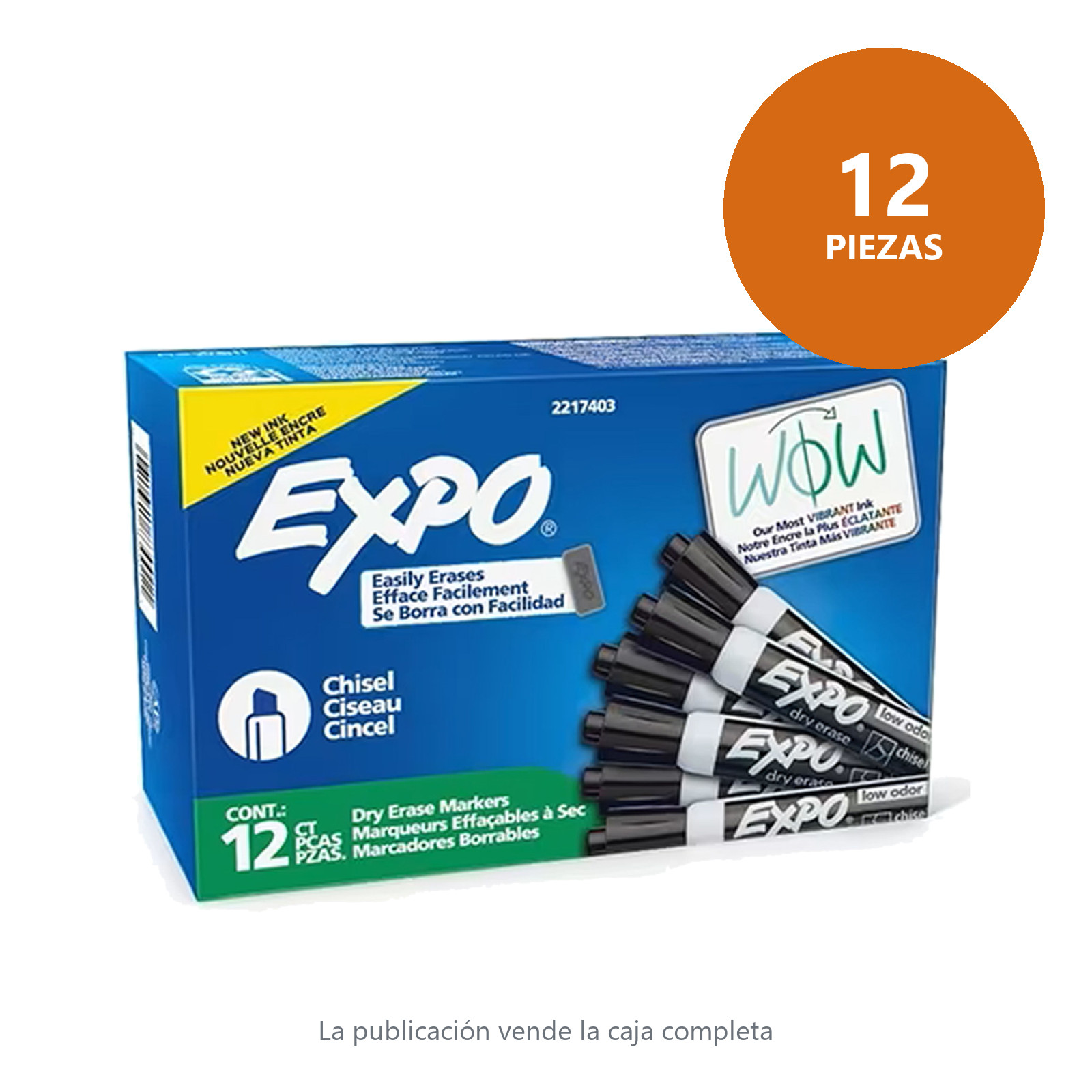 MARCADOR PIZARRON EXPO LOW ODOR PUNTA CINCEL NEGRO (CAJA C/12 - PRECIO X PZA) - Imagen 2