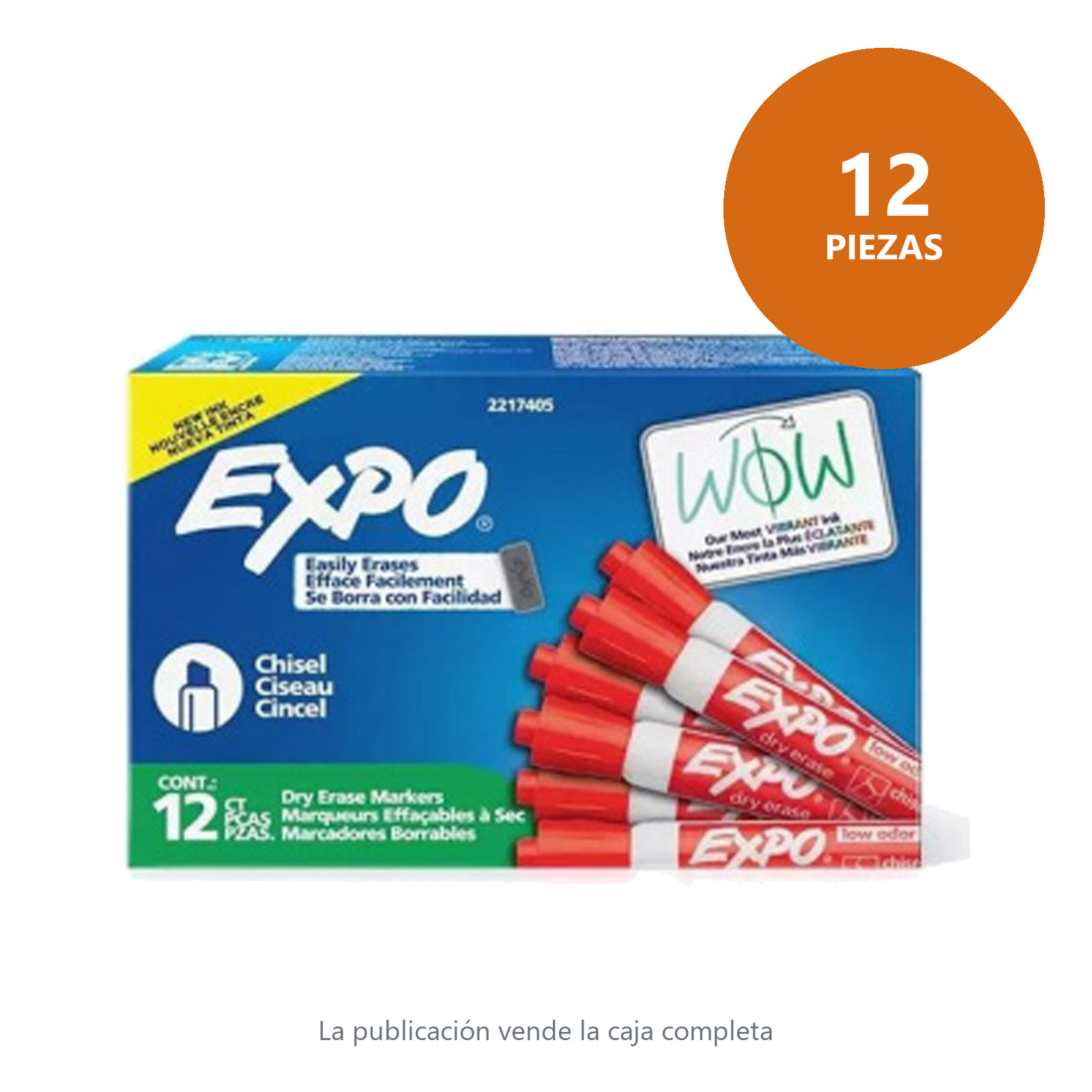 MARCADOR PIZARRON EXPO LOW ODOR PUNTA CINCEL ROJO (CAJA C/12 - PRECIO X PZA) - Imagen 2