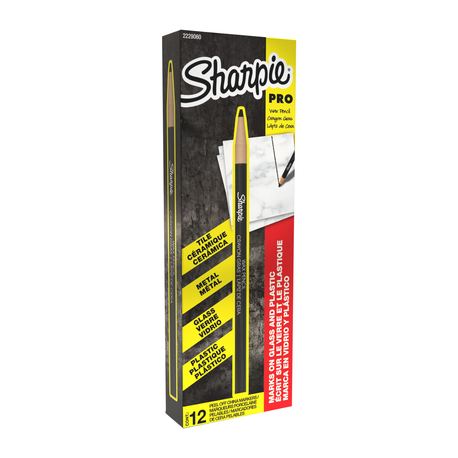 LAPIZ GRASO SHARPIE CHINA MARKER PEEL-OFF NEGRO (CAJA C/12 - PRECIO X PZA)