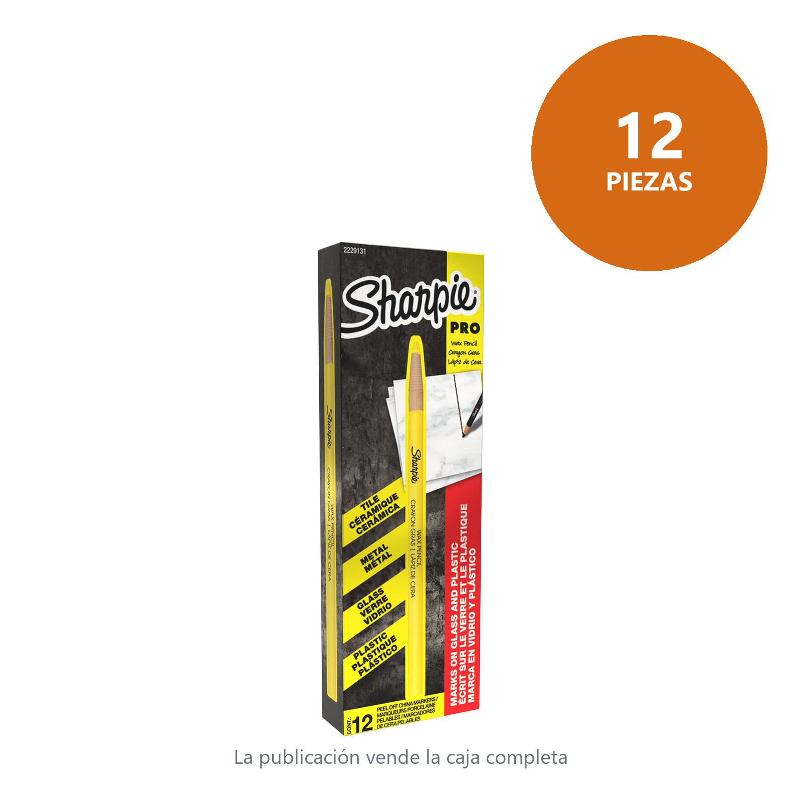 LAPIZ GRASO SHARPIE CHINA MARKER PEEL-OFF AMARILLO (CAJA C/12 - PRECIO X PZA) - Imagen 2