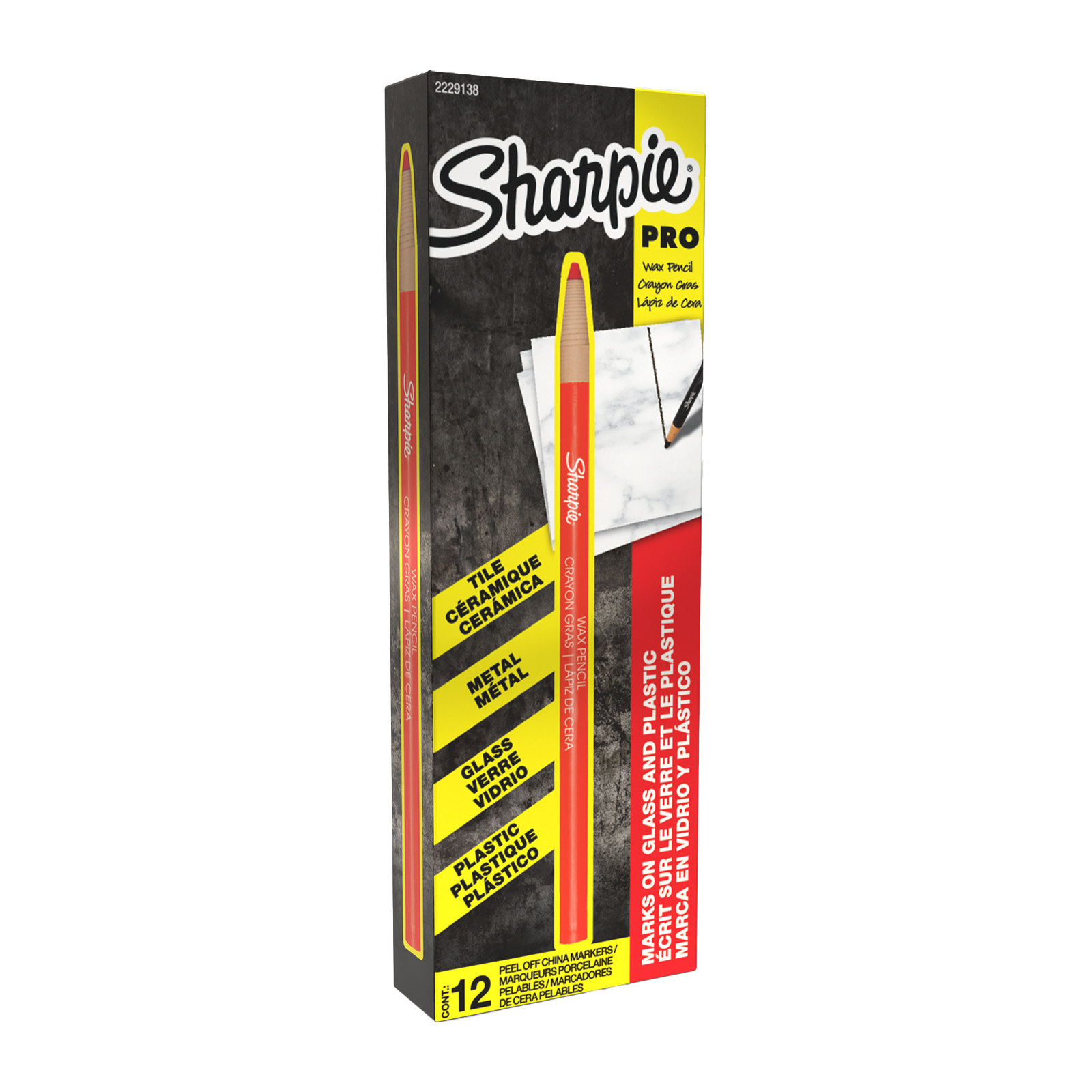 LAPIZ GRASO SHARPIE CHINA MARKER PEEL-OFF ROJO (CAJA C/12 - PRECIO X PZA)