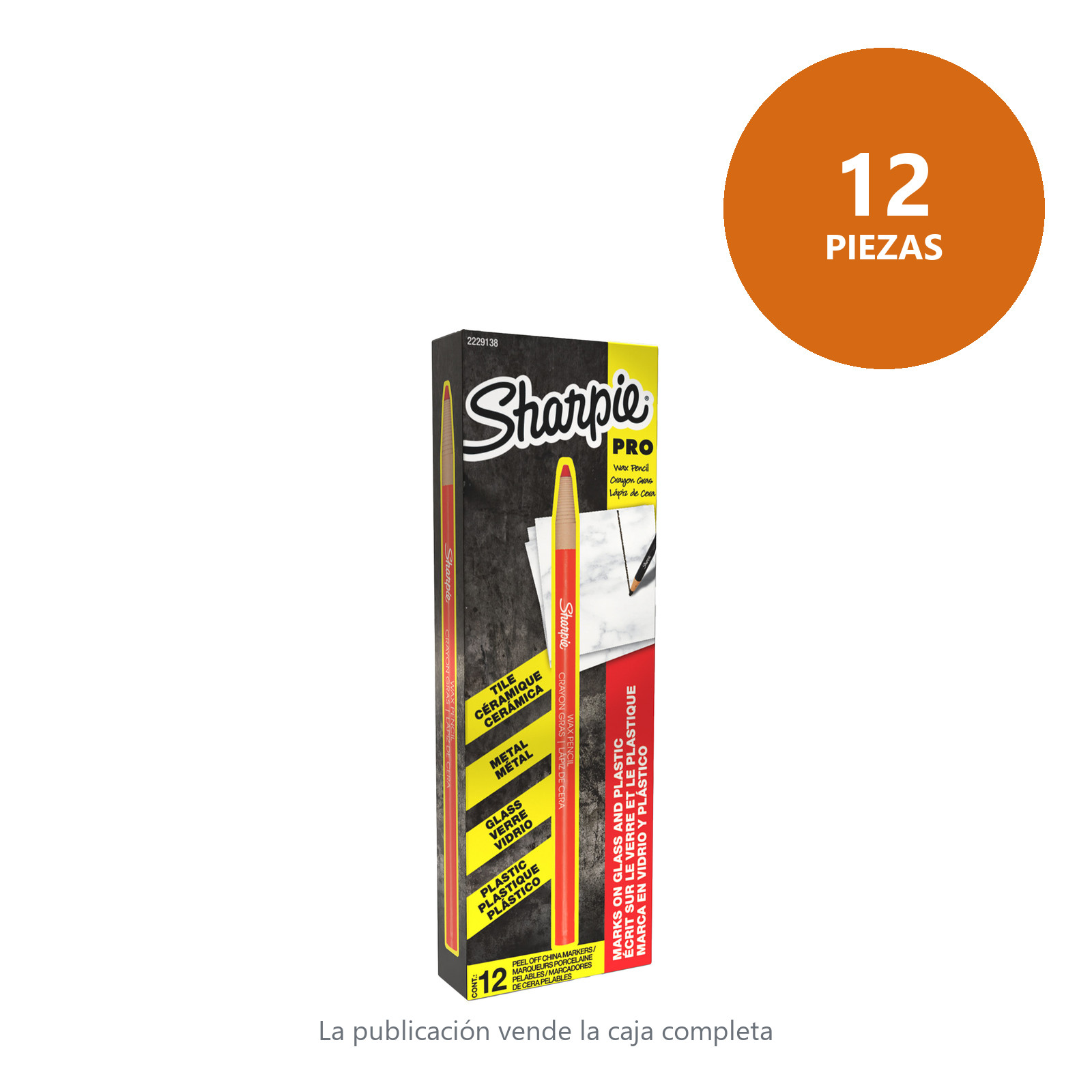 LAPIZ GRASO SHARPIE CHINA MARKER PEEL-OFF ROJO (CAJA C/12 - PRECIO X PZA) - Imagen 2