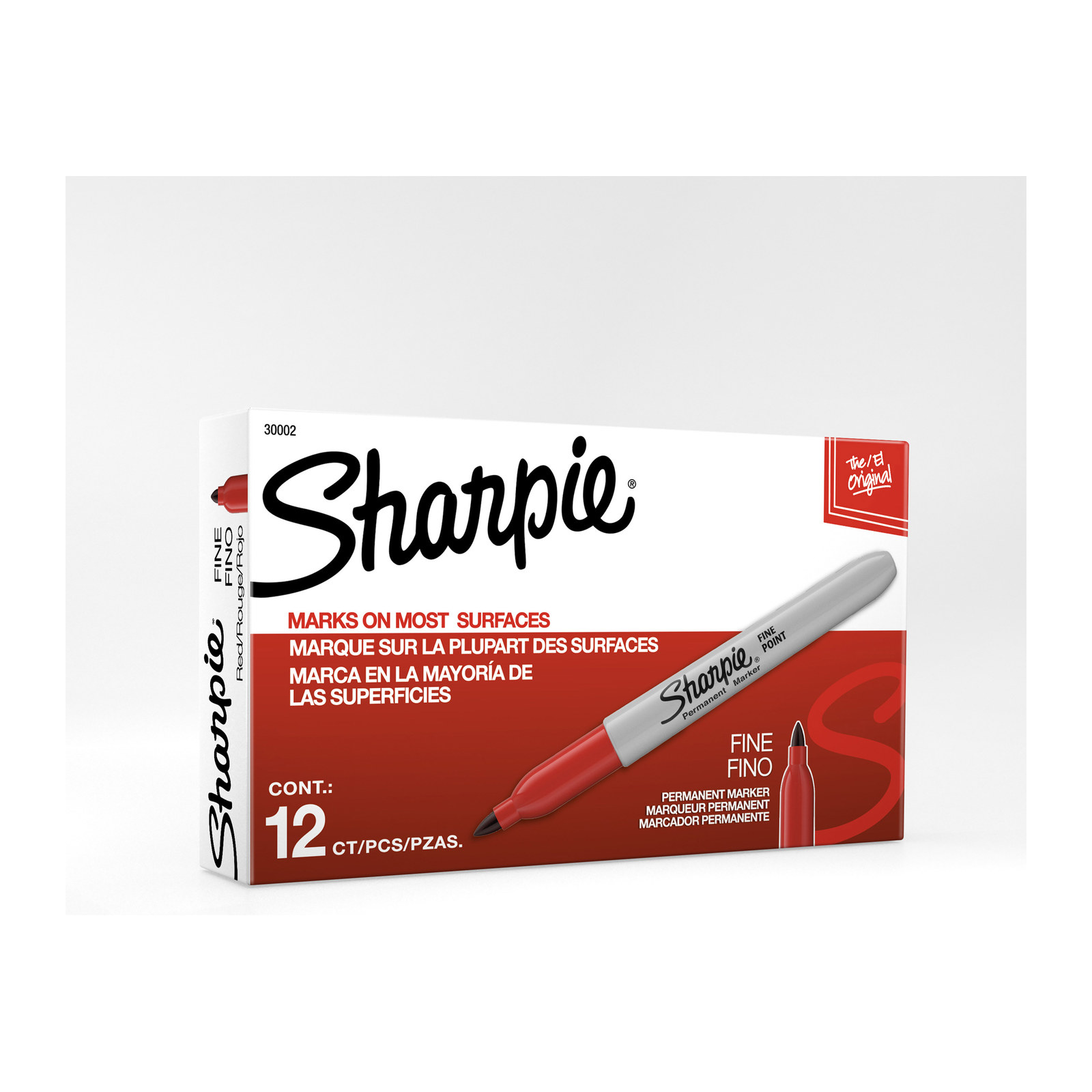 MARCADOR PERMANENTE SHARPIE PUNTA FINA ROJO (CAJA C/12 - PRECIO X PZA)